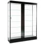 60" Glass Display Case w/ Top LED Lights, Wheels,  Locking Sliding Door - Black