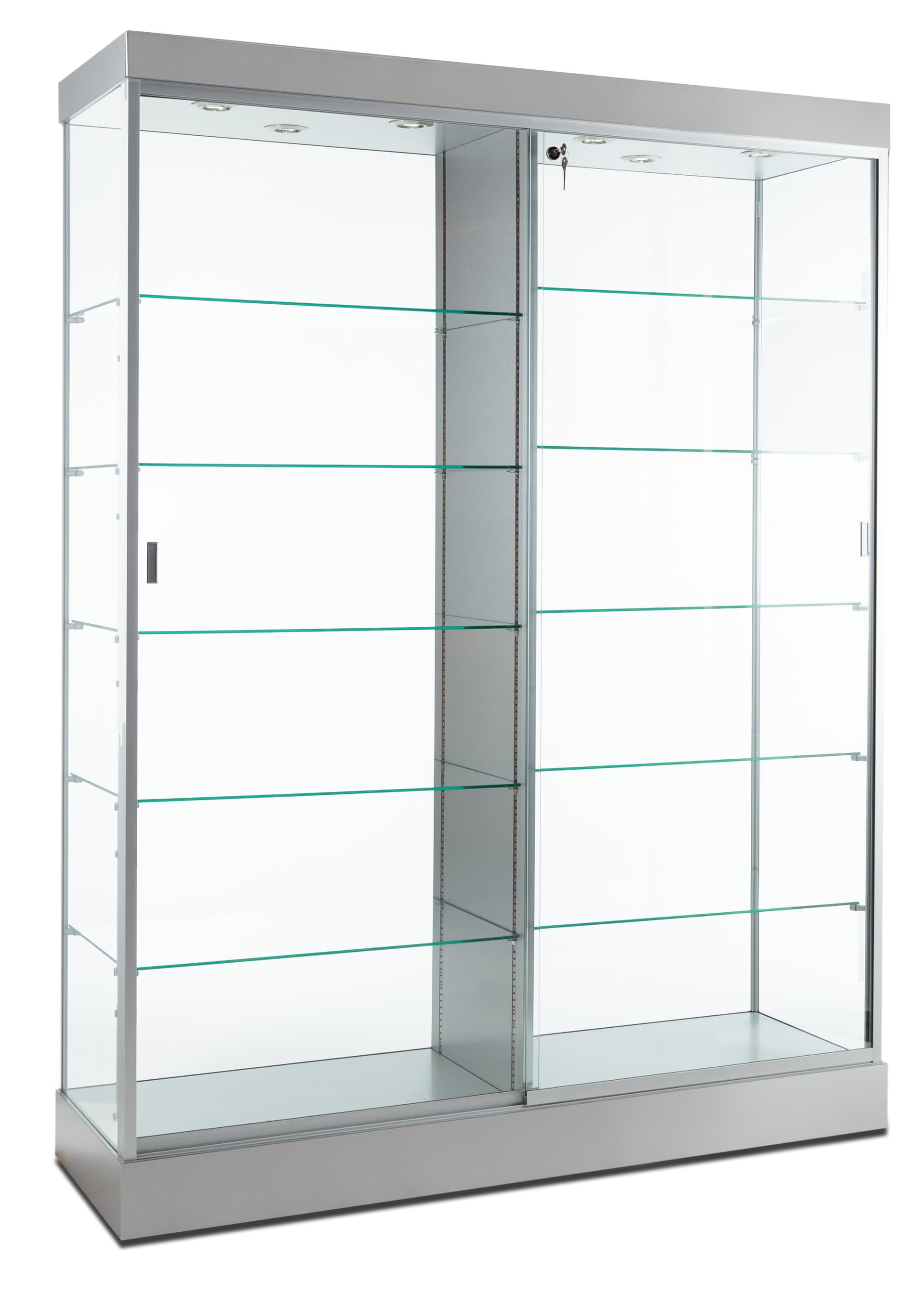 Retail display case with top lights