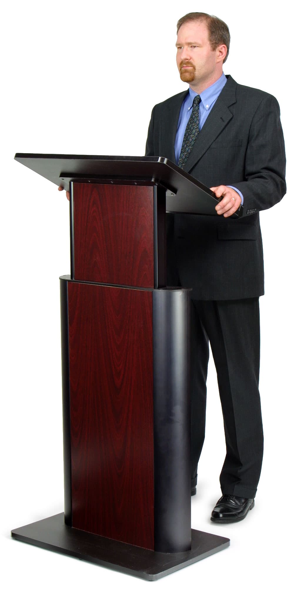 Contemporary Adjustable Height Lectern - Jewel Mahogany