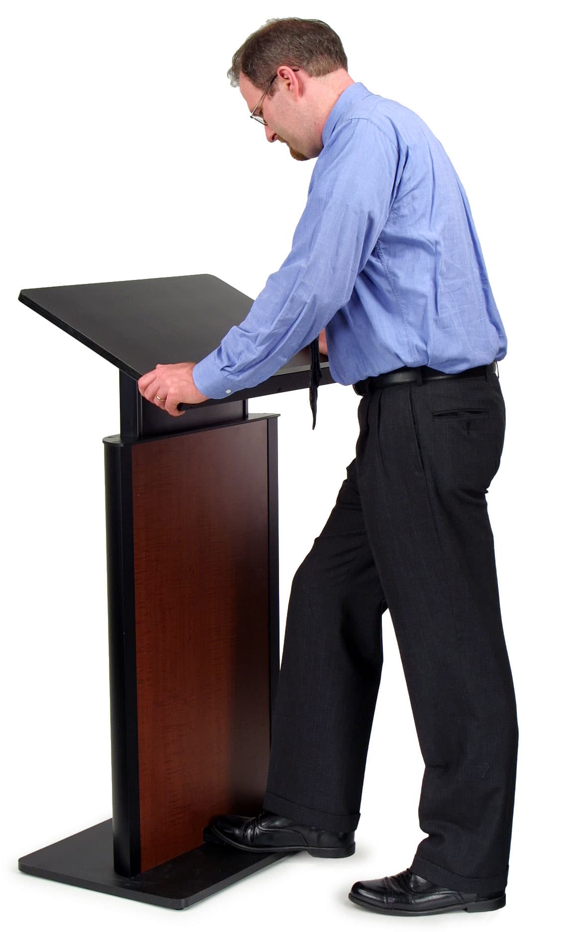 Contemporary Adjustable Height Lectern - Jewel Mahogany