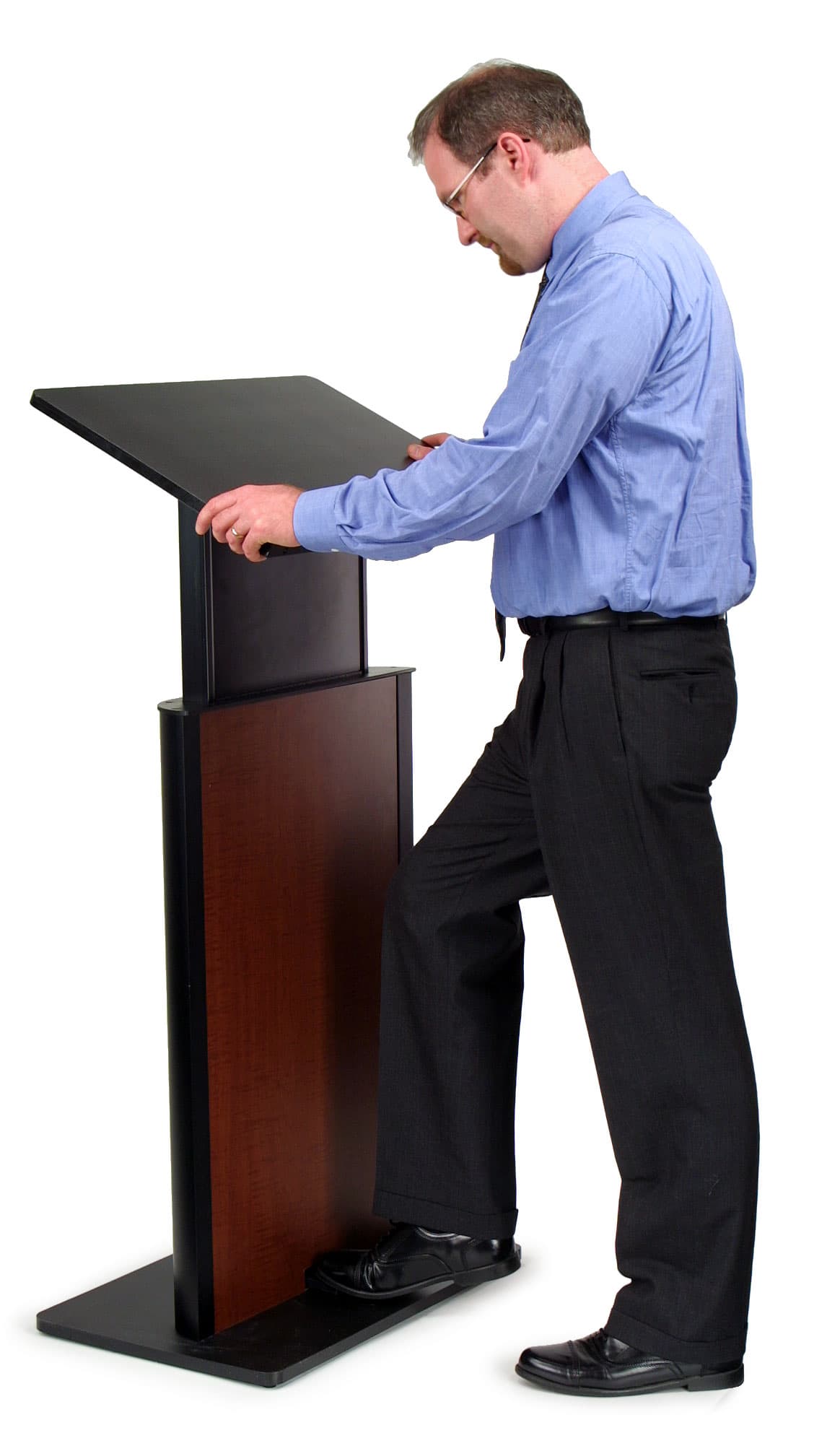 Contemporary Adjustable Height Lectern - Jewel Mahogany