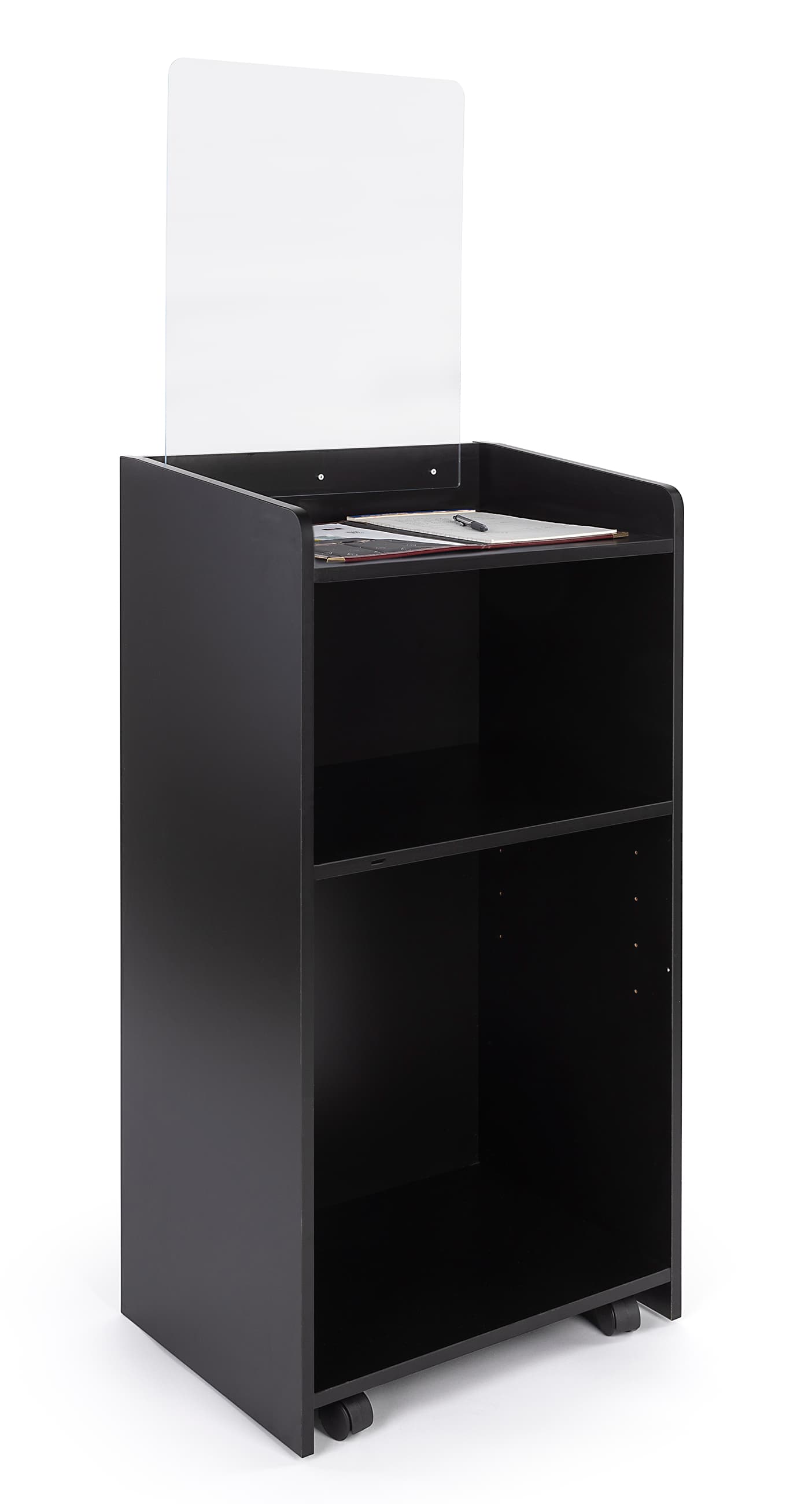 Acrylic podium splash shield for LCKDPHS-series with rounded corners