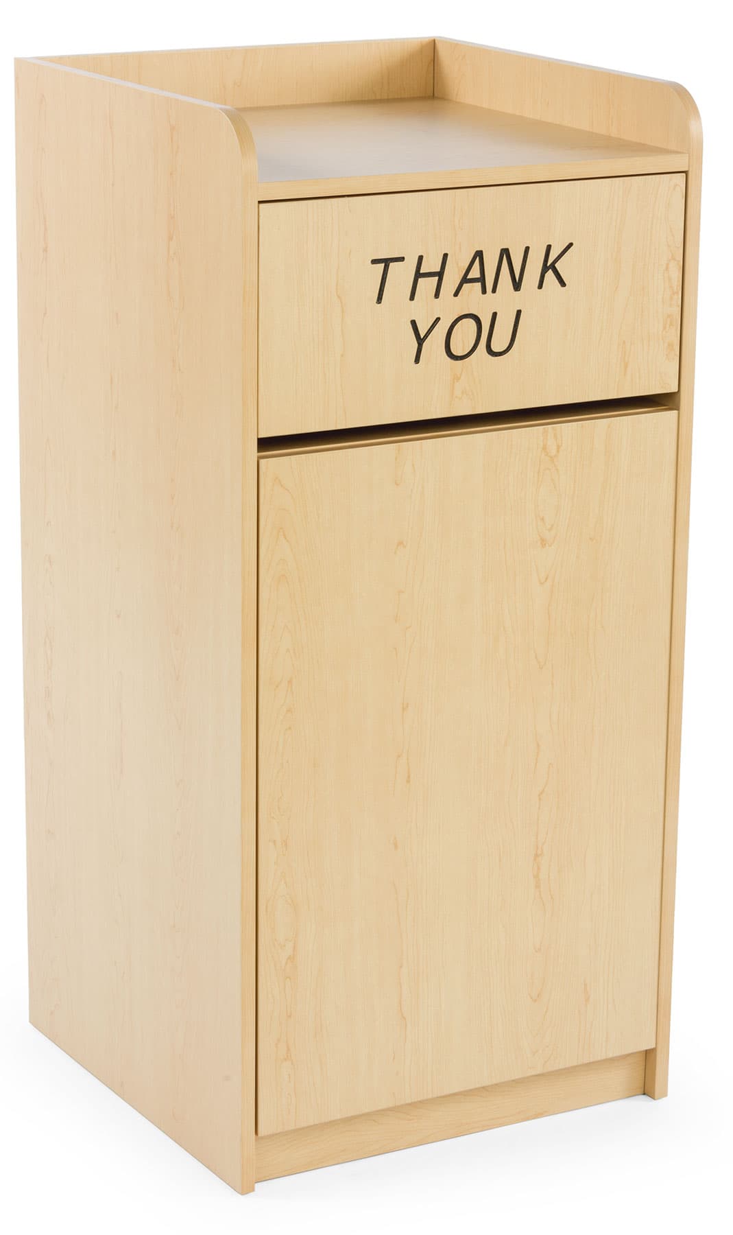 Fast Food Trash Can Has a Swing Door For Garbage