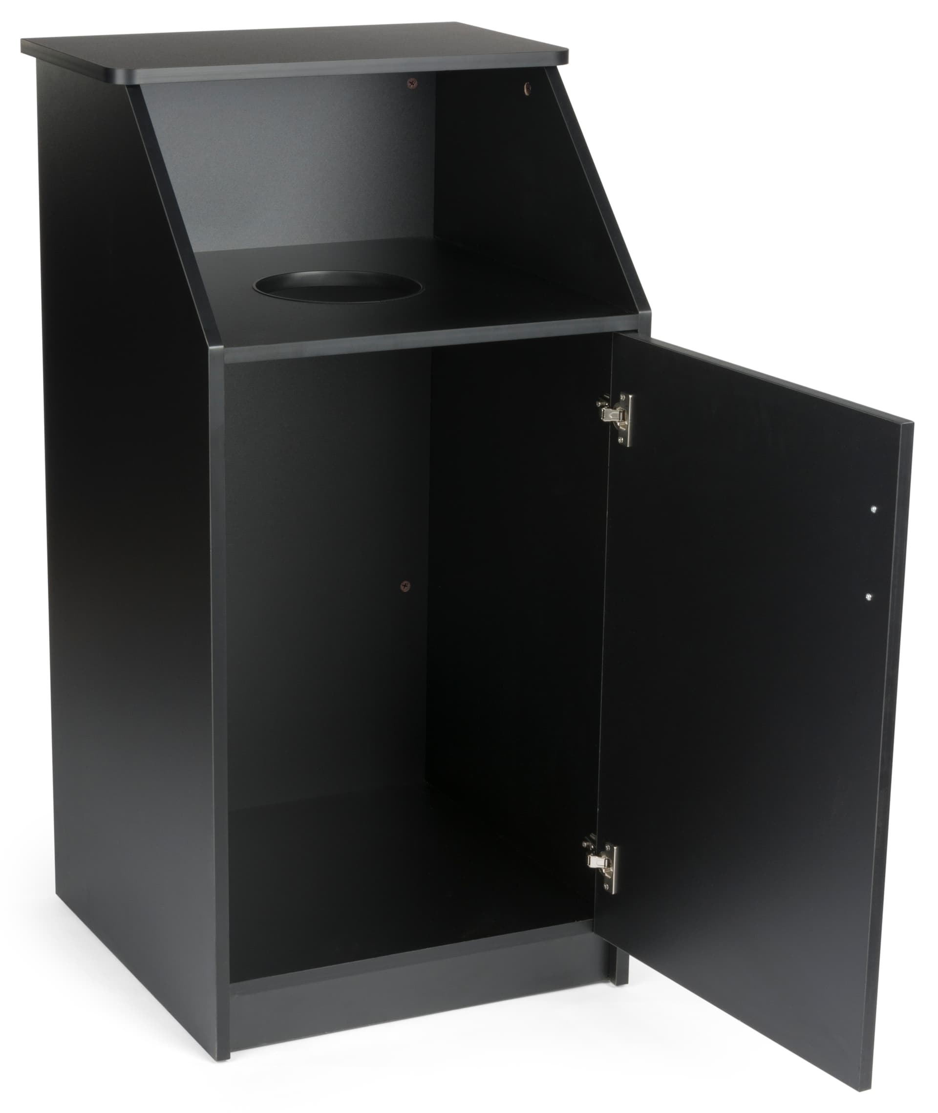 Black Waste Receptacle Enclosure, Hinged Door