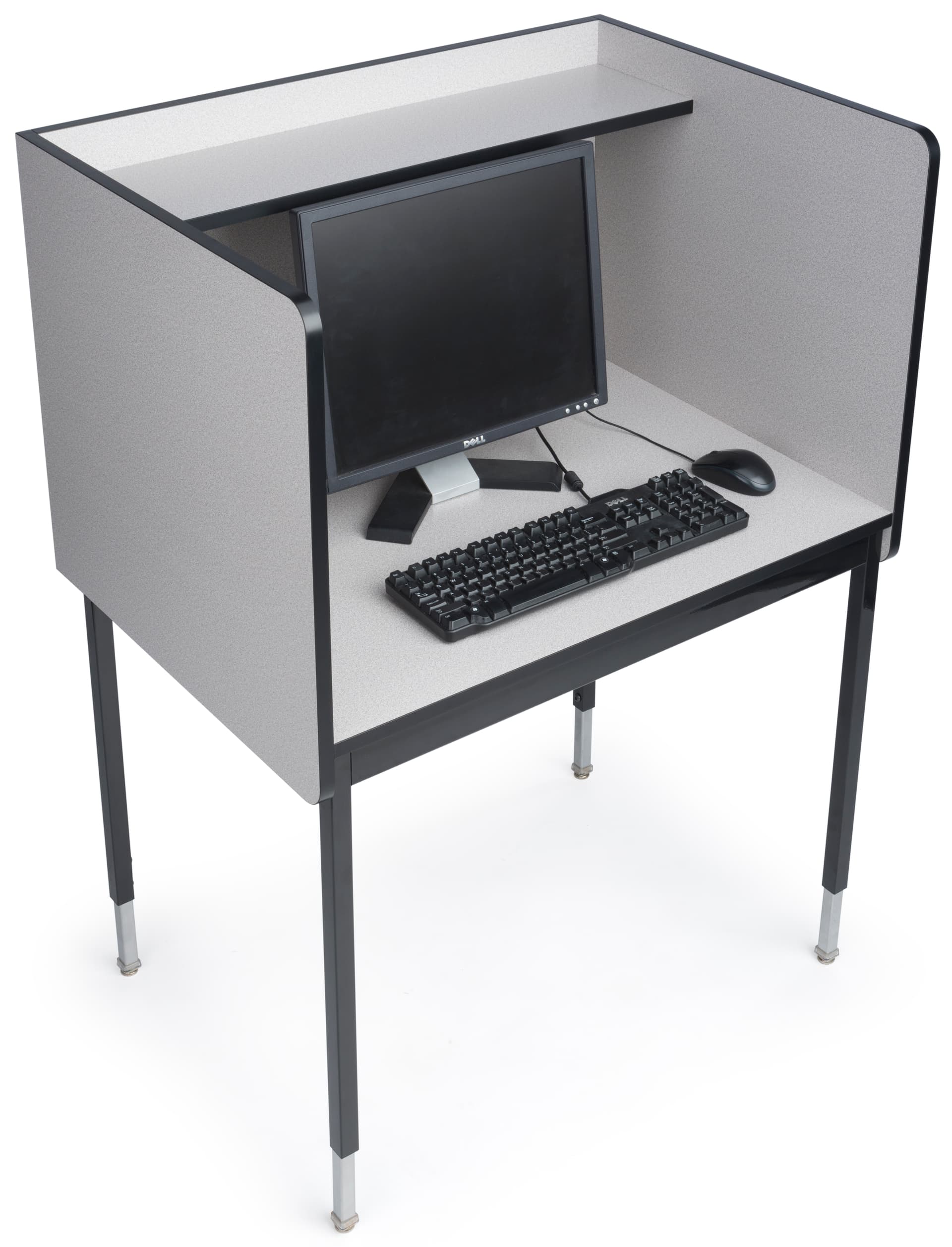Work Carrel with Desktop Computer in Use