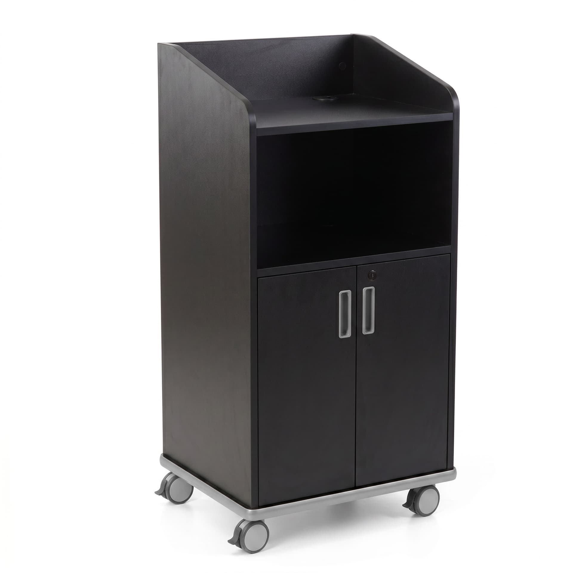 Modern Floor Lectern on Wheels in black
