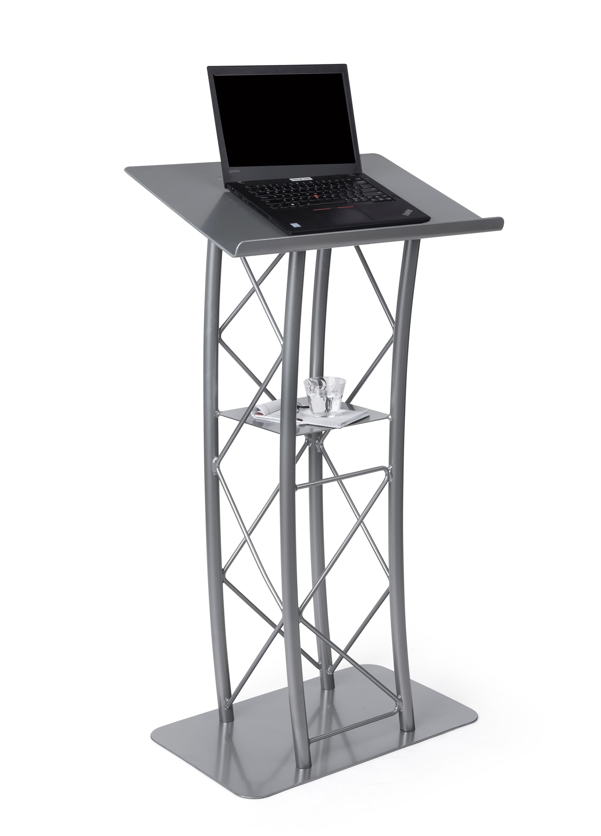 Truss lectern with center shelf