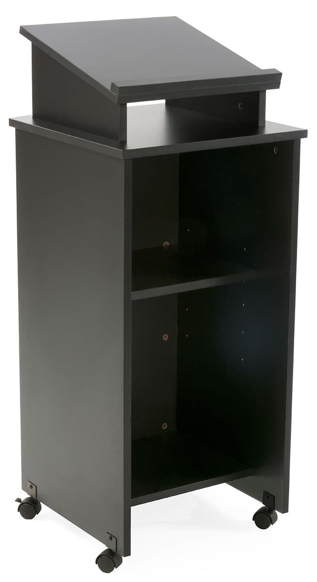 Wheeled Podium Has One Adjustable Shelf