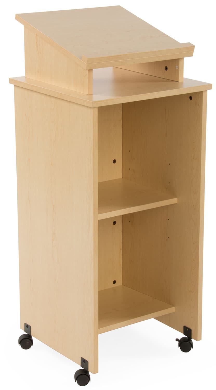Rolling Lectern Has One Adjustable Shelf