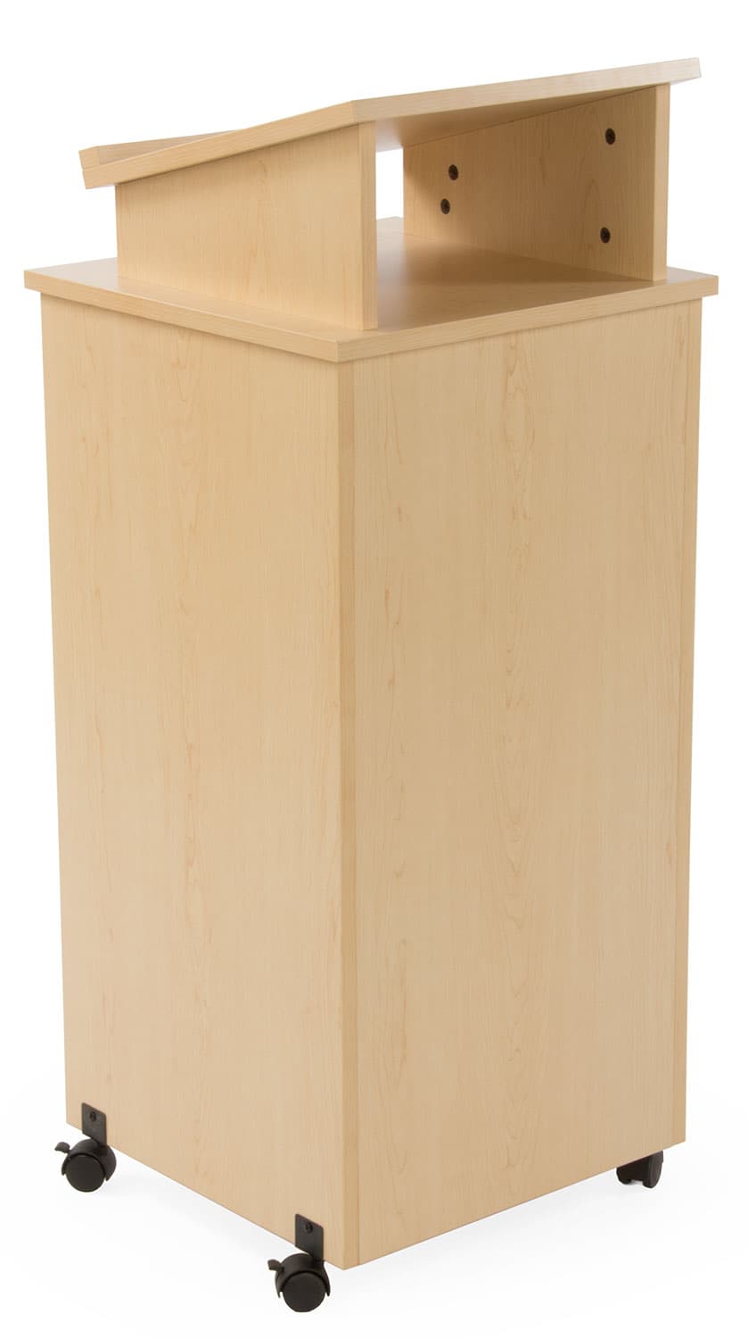 Rolling Lectern Has an Adjustable Shelf that Can be Placed at 5 Different Heights