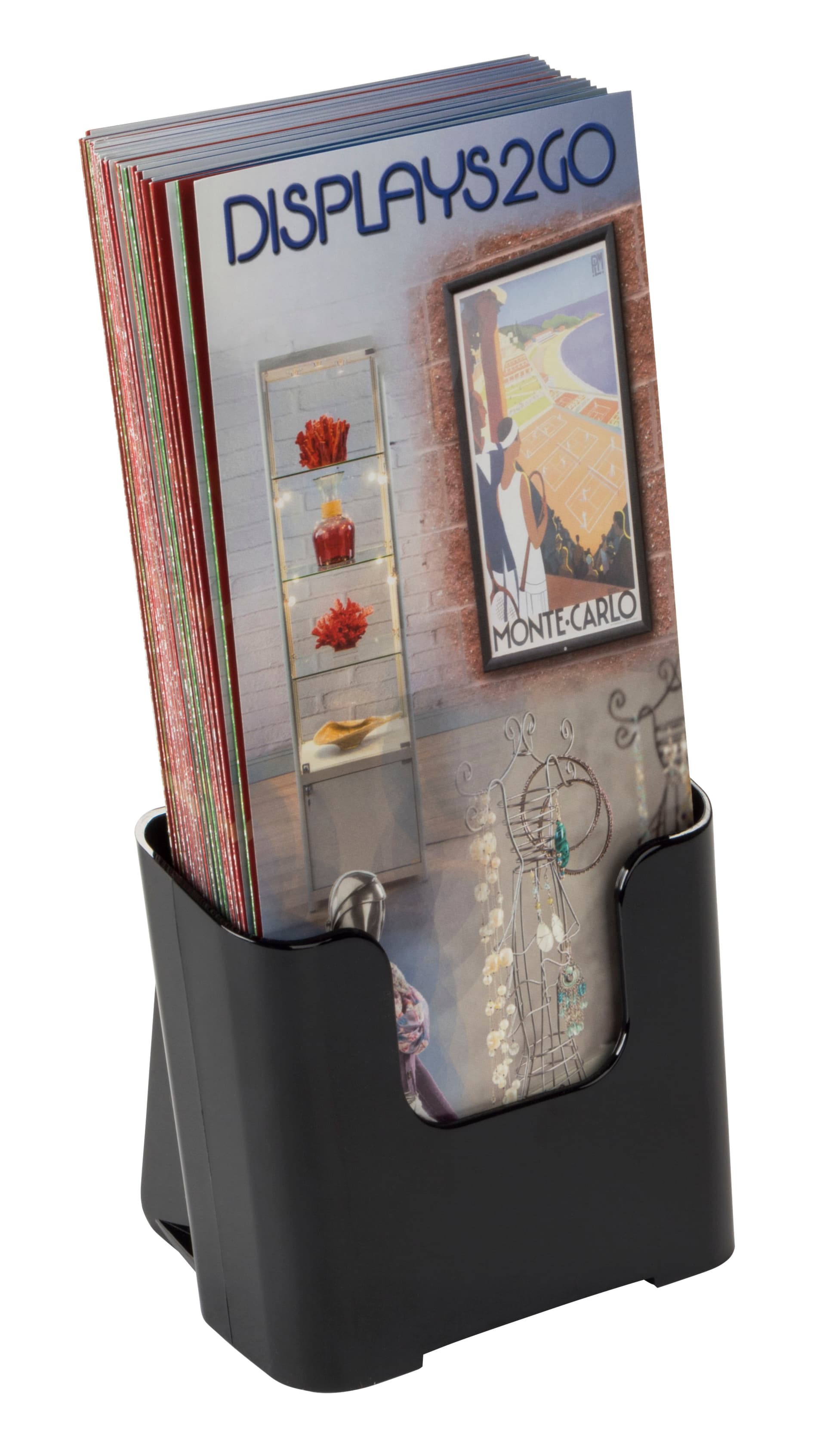 Single Pocket Black Plastic Brochure Holder