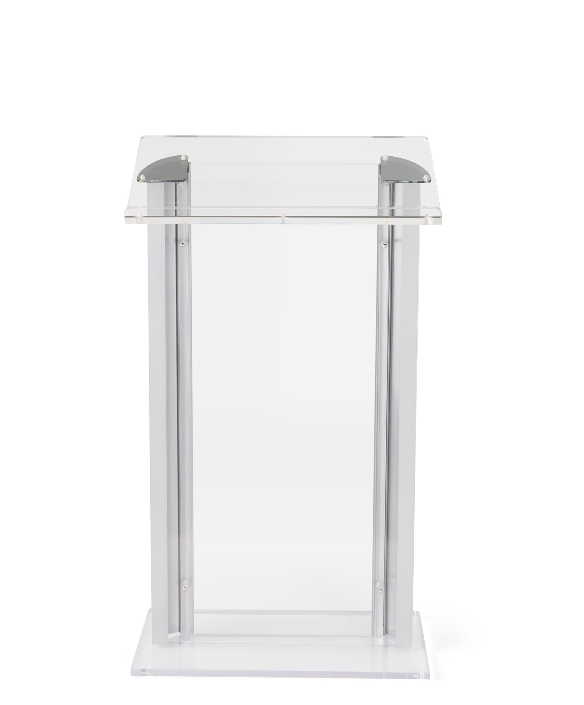 Backside of the clear acrylic podium with spacious top surface
