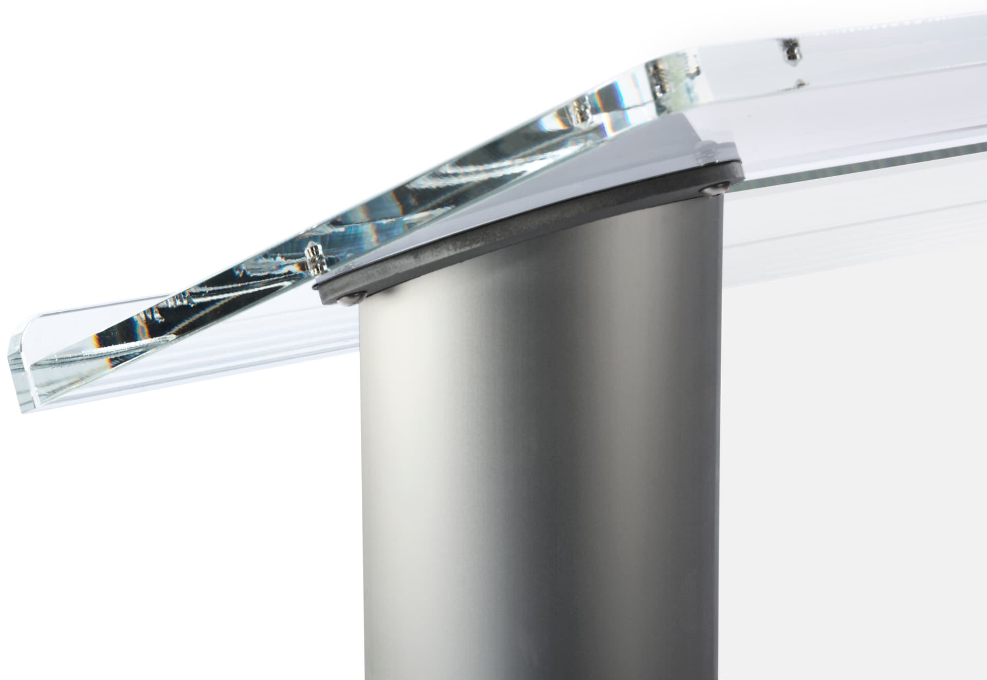Plastic lectern with multi-color imprint with aluminum accents