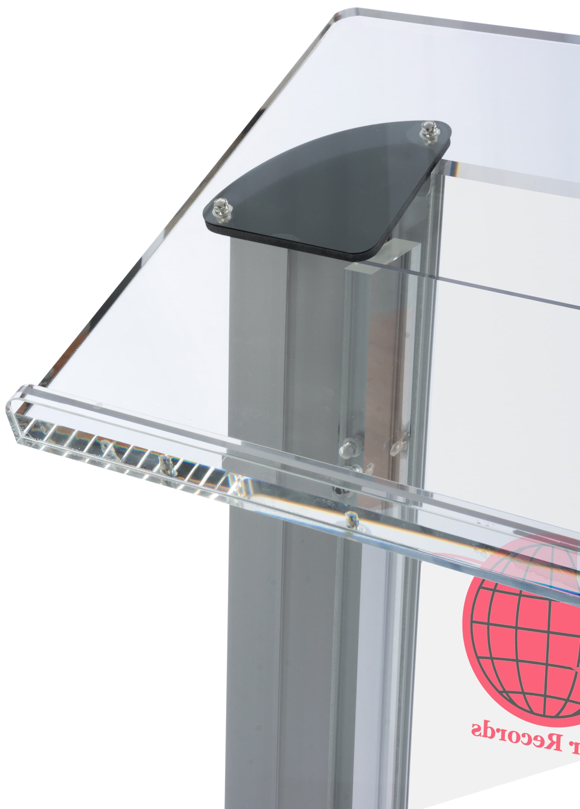 Plastic lectern with multi-color imprint with book stop
