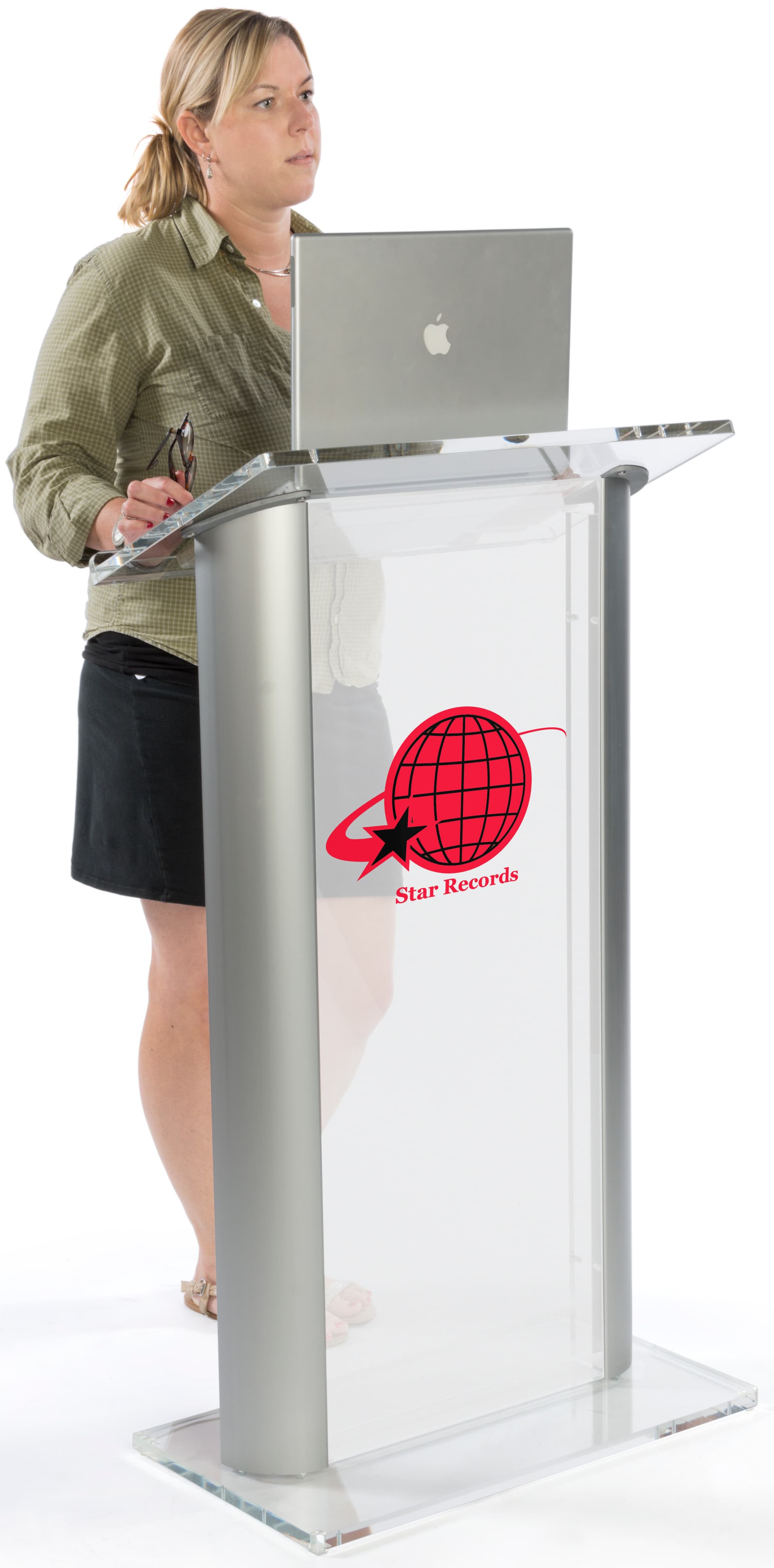 Plastic lectern with multi-color imprint with modern design