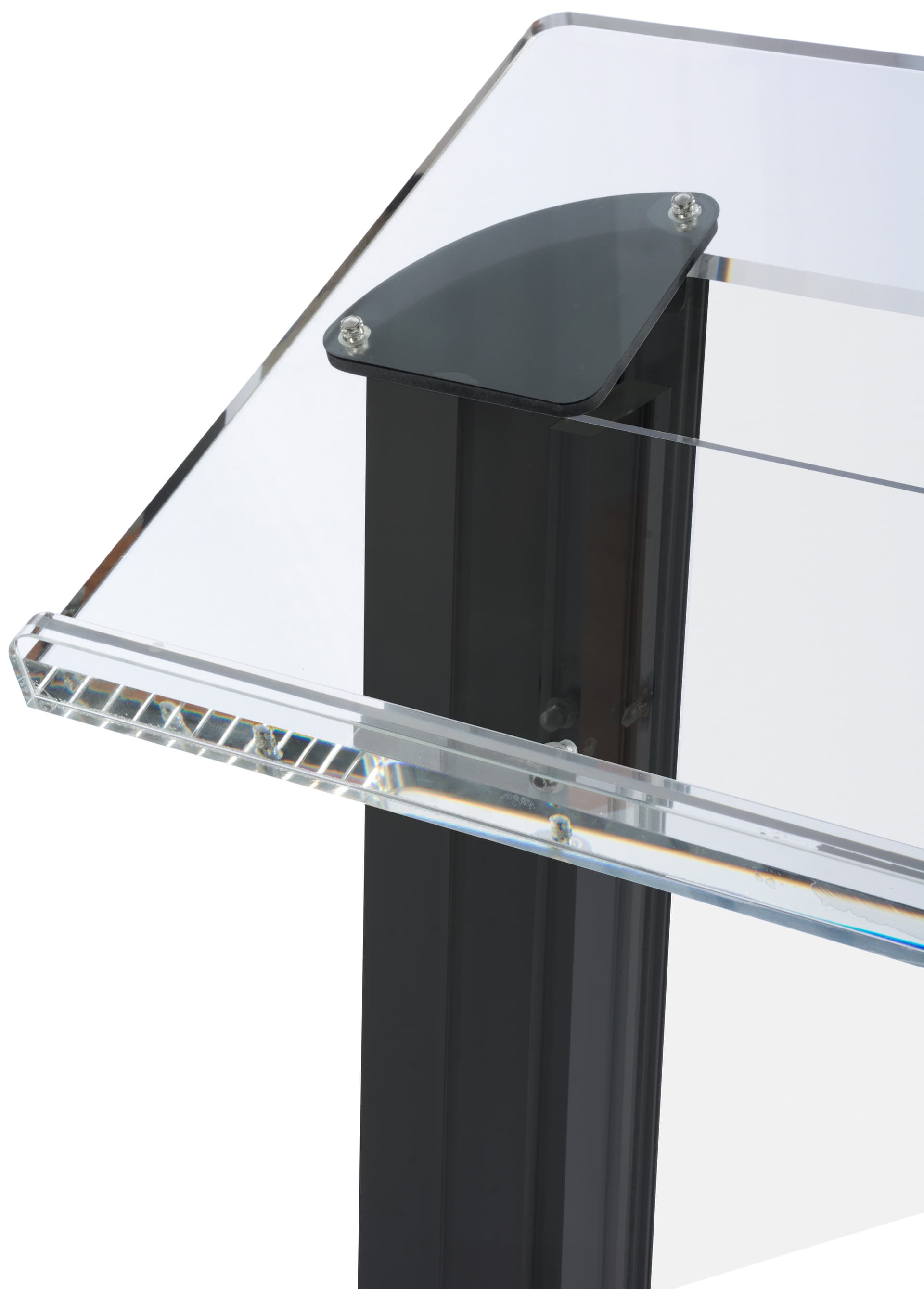 Black podium lectern with book stop