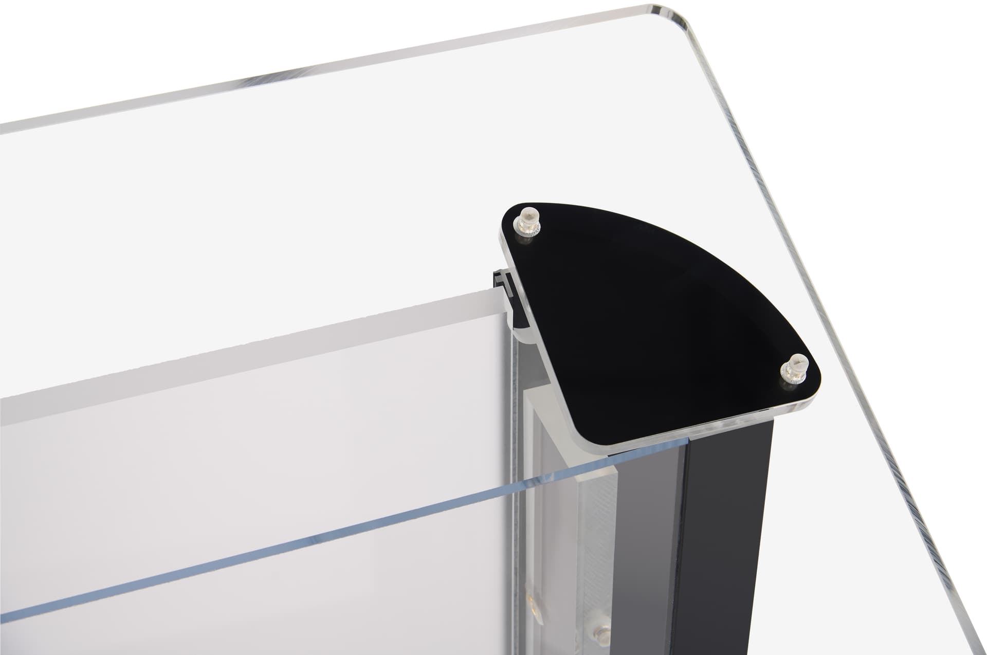Black podium lectern with transparent reading surface