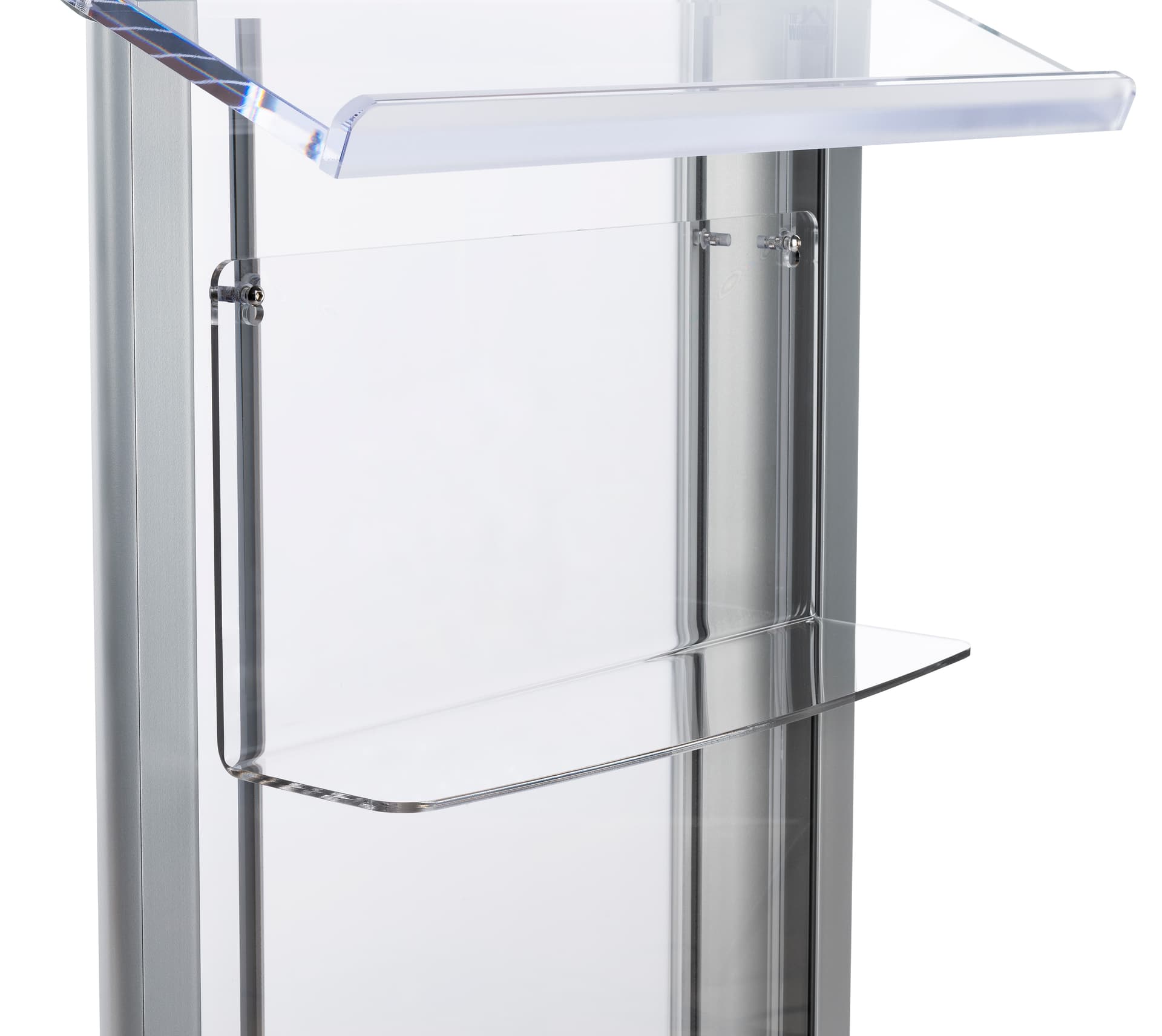 Clear acrylic shelf for LECTALAC series lecterns with pre-drilled holes