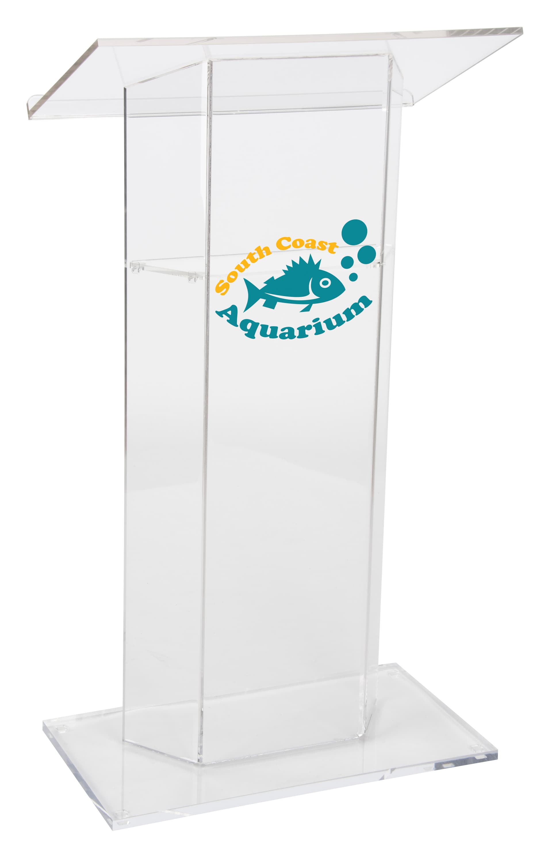 Custom Graphic Lucite Lectern, Weighs 42 lbs