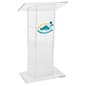 Acrylic Podium with Optional Shelf, 2-Color Custom Graphic - Clear