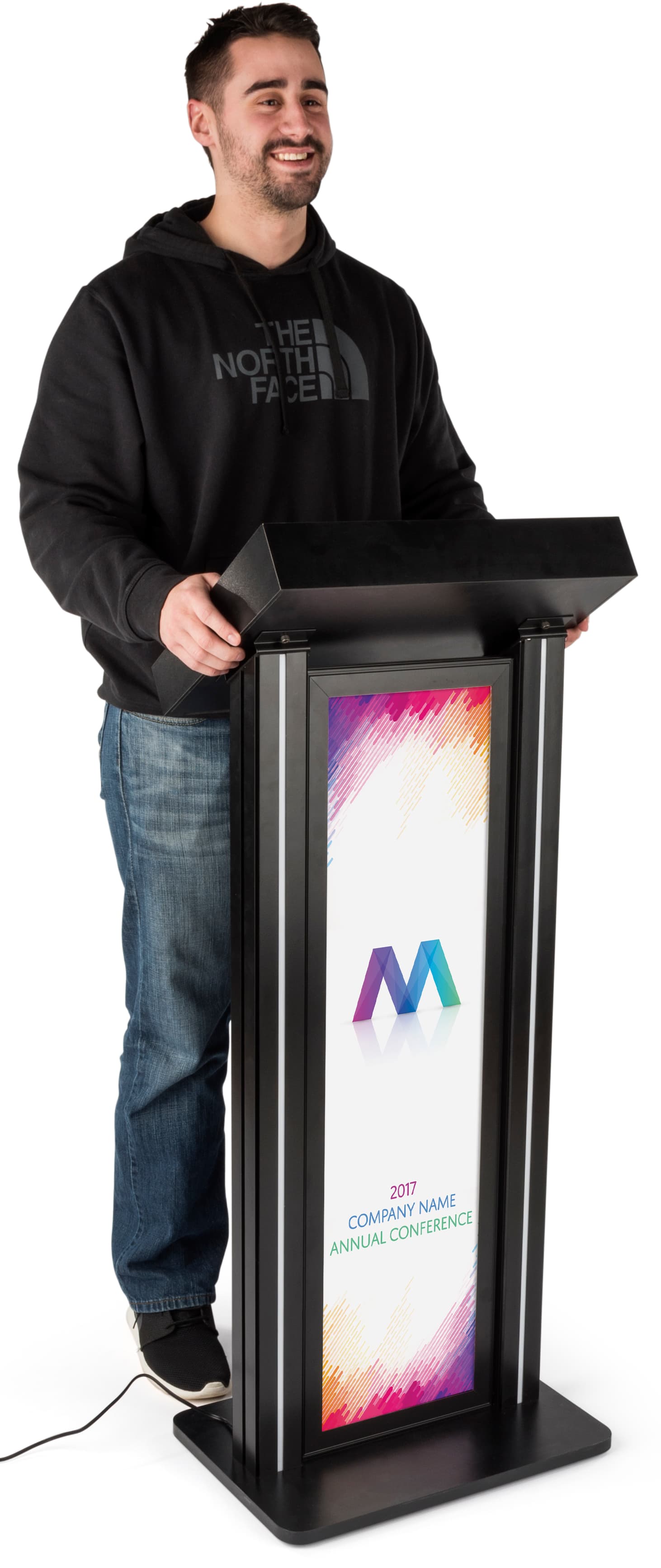 LED Podium with Graphic, Aluminum Build