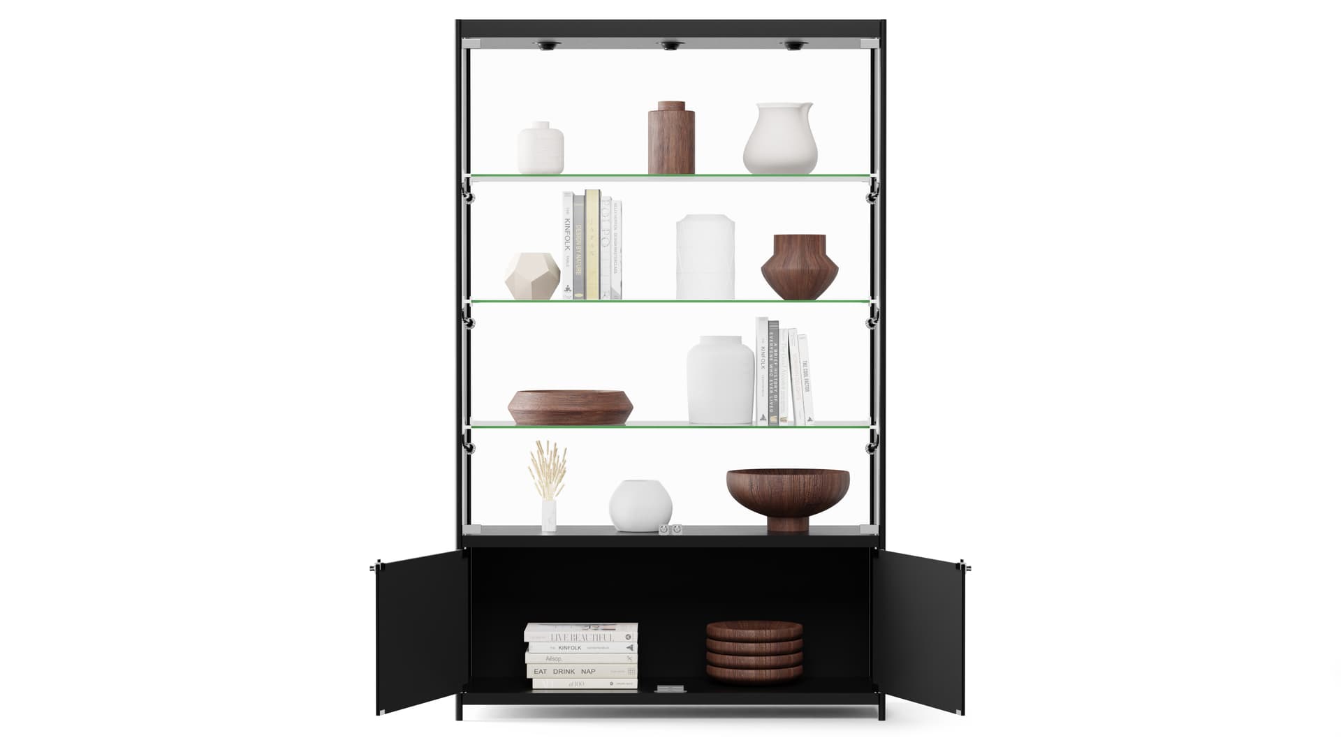LED Retail Display Cabinet with Locking Storage Area