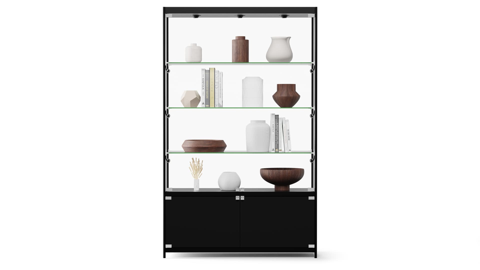 LED retail display case with storage