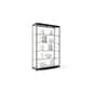 48” Display Case w/ 9 LED Top & Side Lights, 4 Fixed Shelves, Hinged Doors - Black