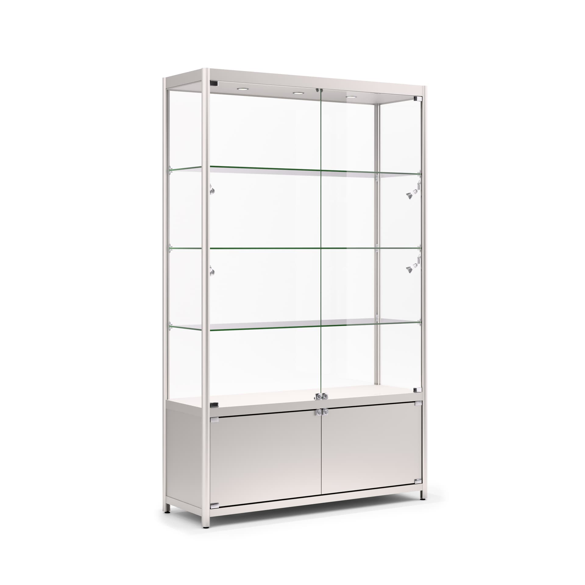48" LED retail showcase with storage