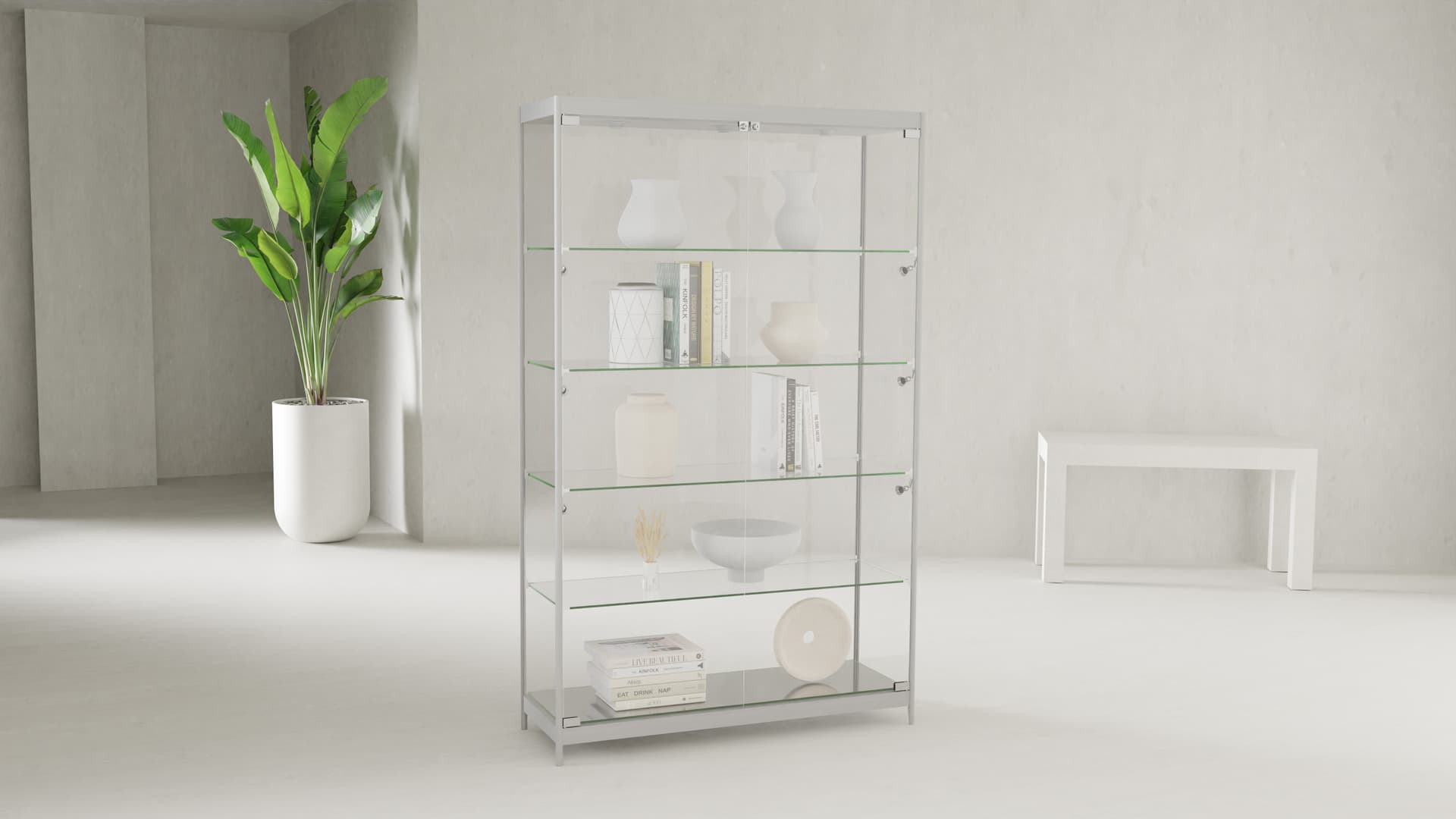 Wide LED display case with 6 Side lights