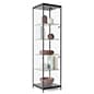 Display Case w/ LED Lighting, 4 Fixed Shelves & Locking Door - Black