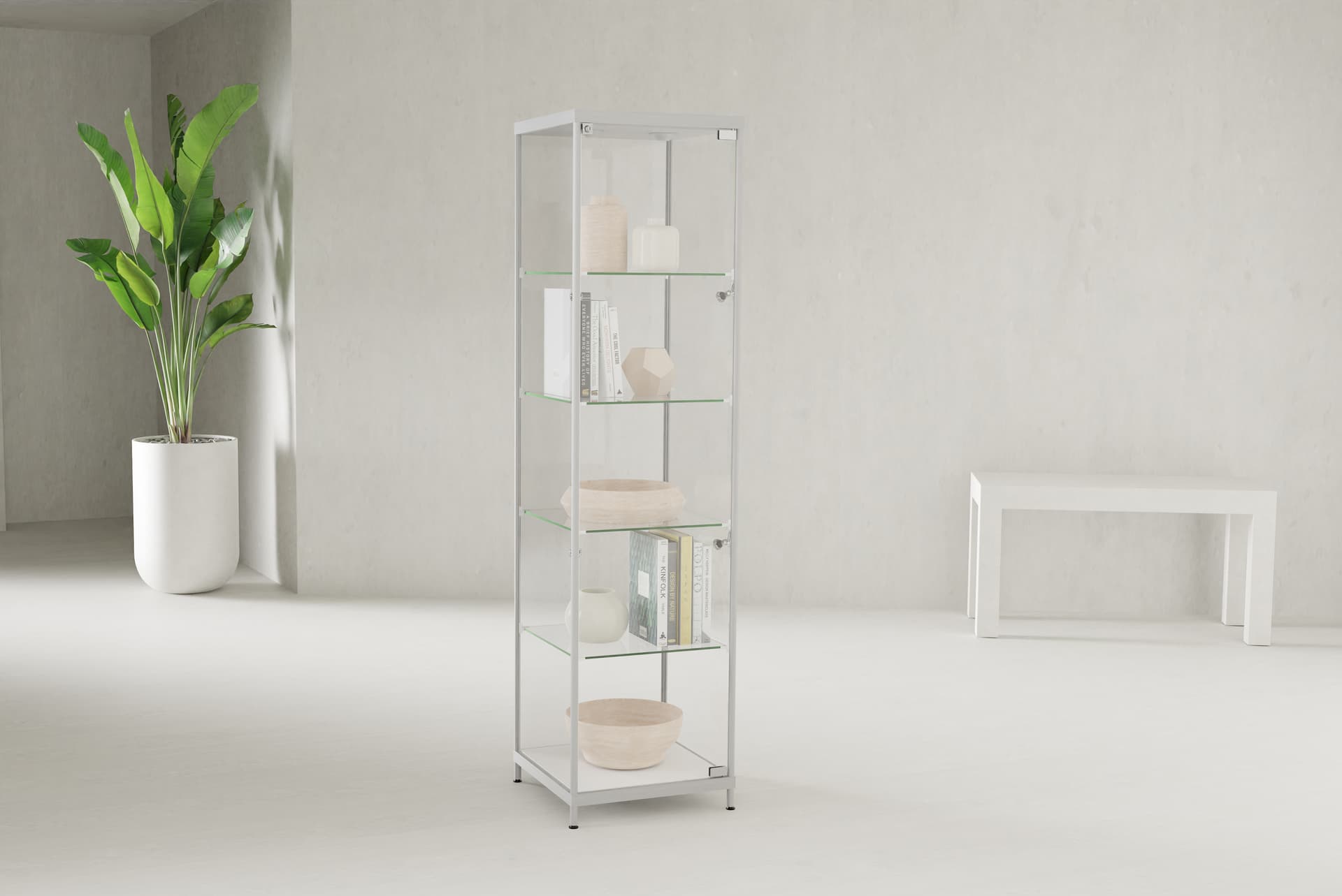 Silver LED Display Case with clear view