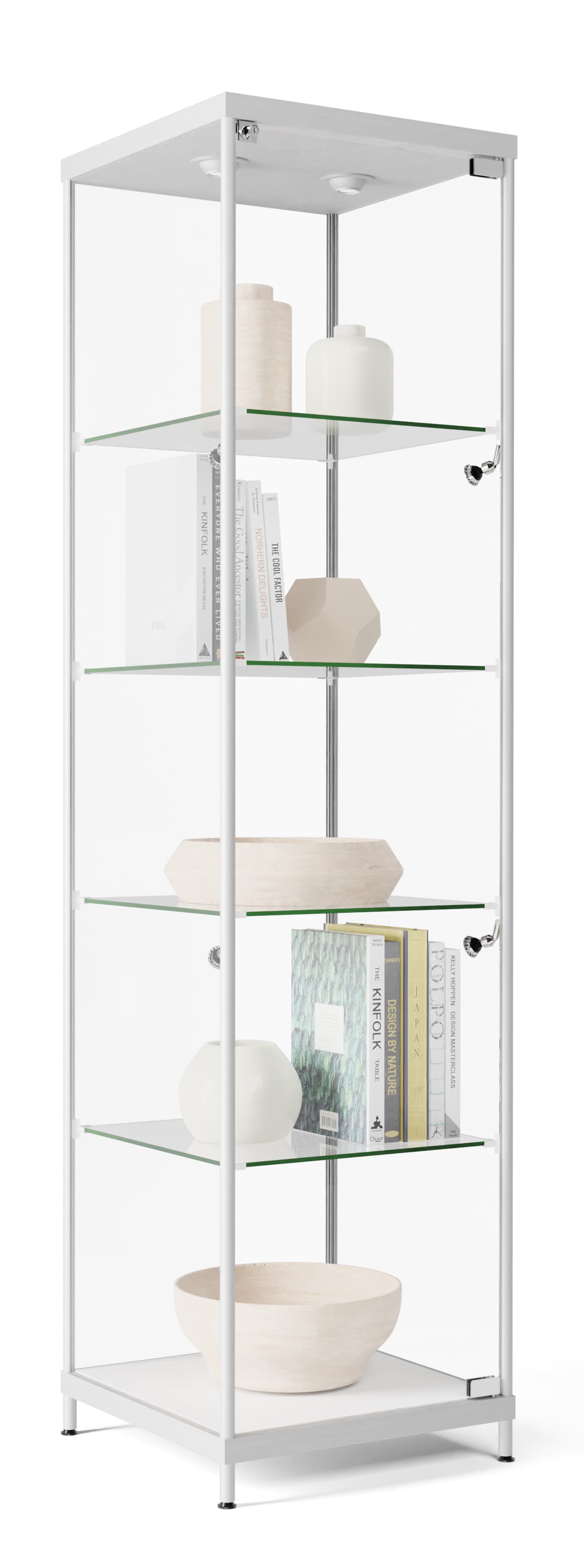 Silver LED Display Case with Tempered Glass