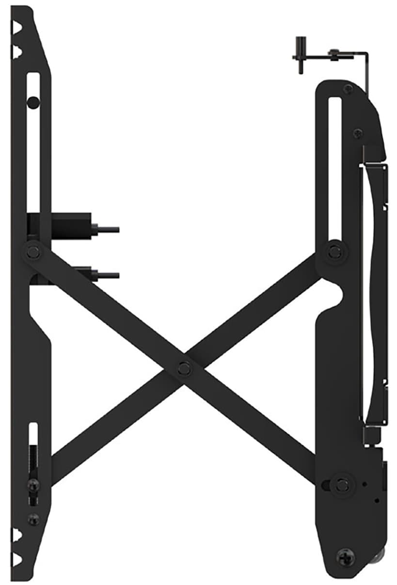 4 TV video wall system with an extension of the tv mount for easier screen accessibility 