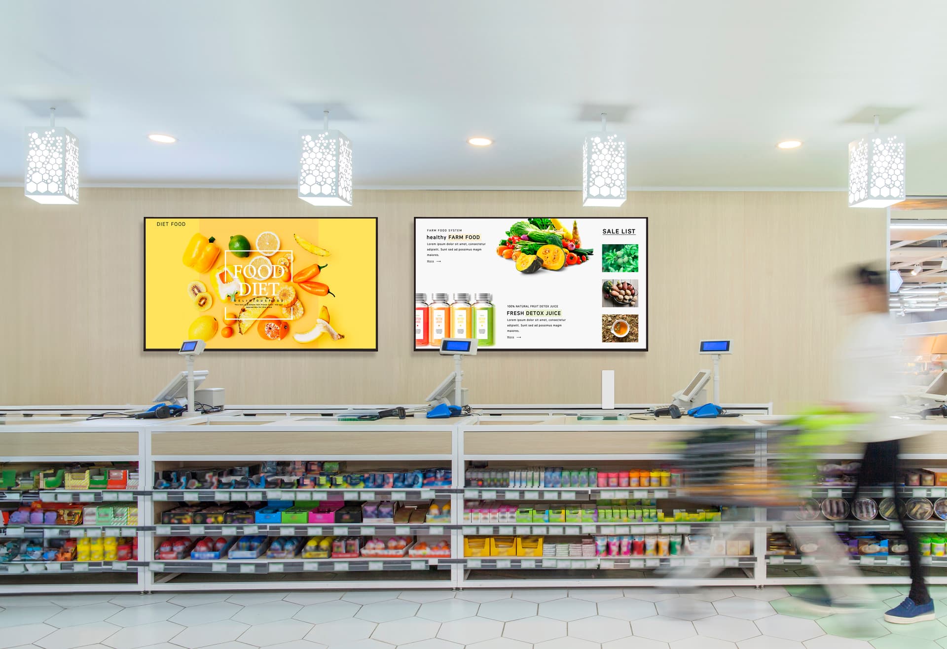 Digital advertising screen showcased in a convenient store