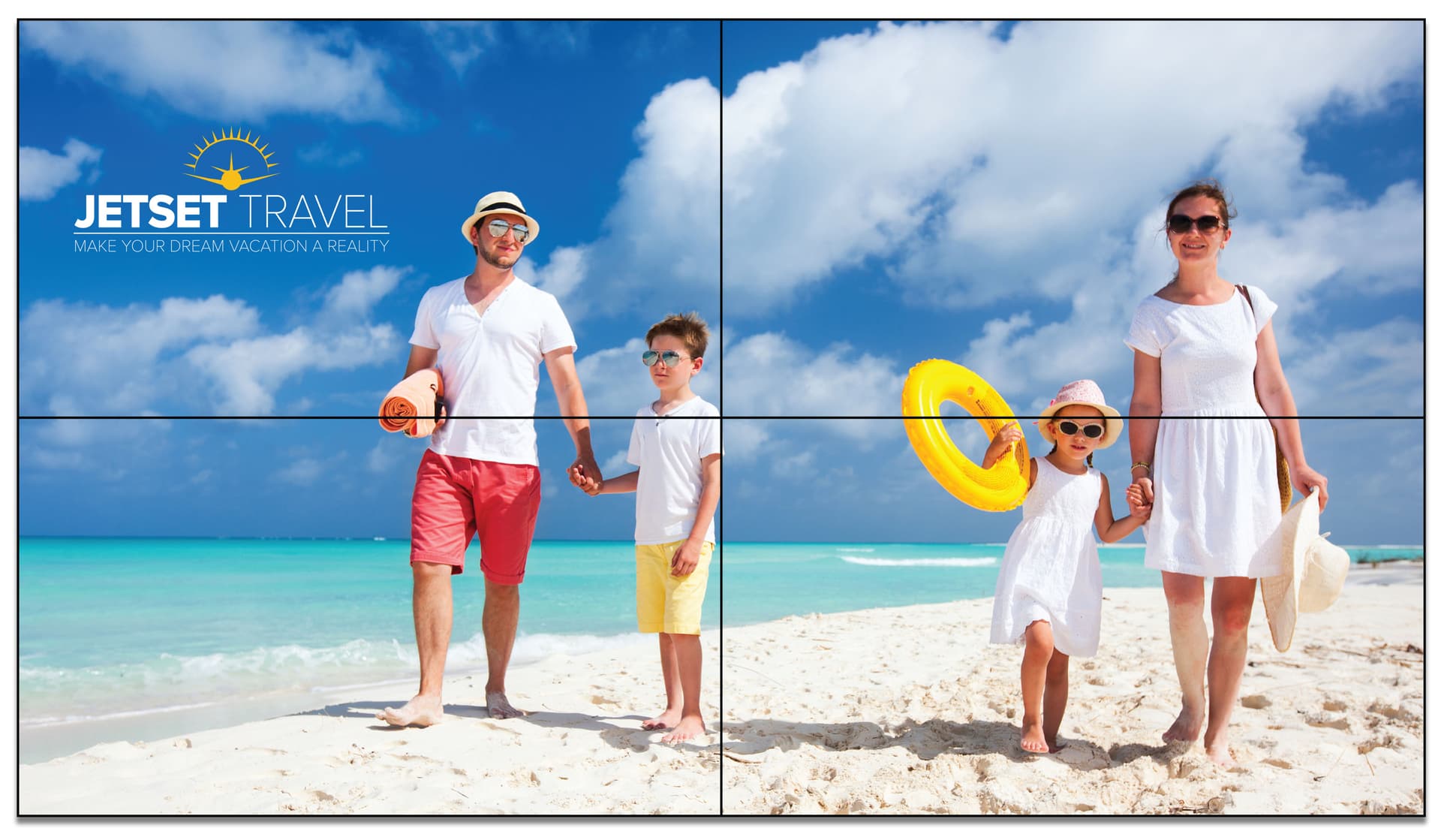 4 TV video wall system with a resolution of 1920 x 1080