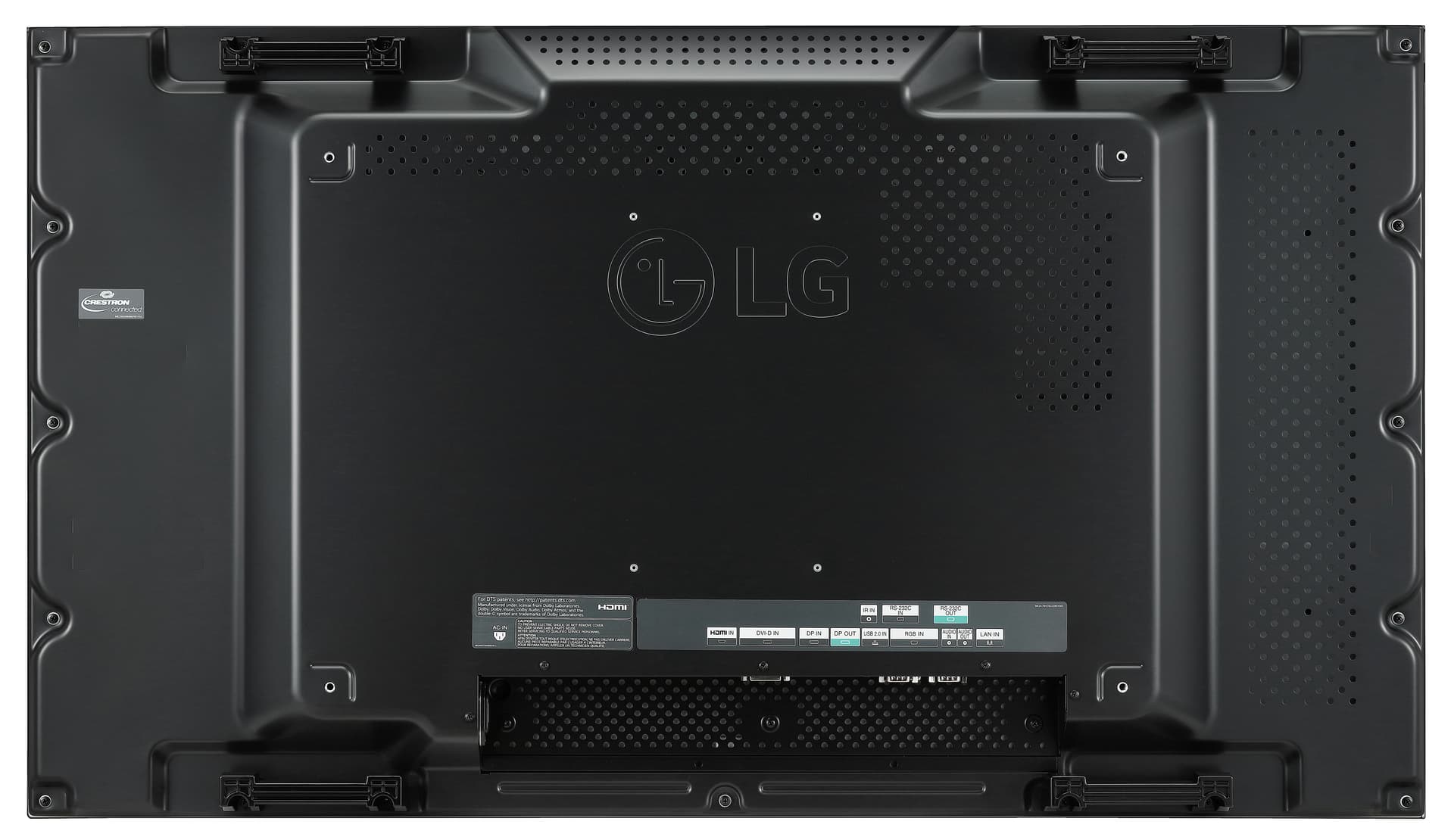 4 TV video wall system showcasing the back of one of the LG commercial monitors that make up the video wall