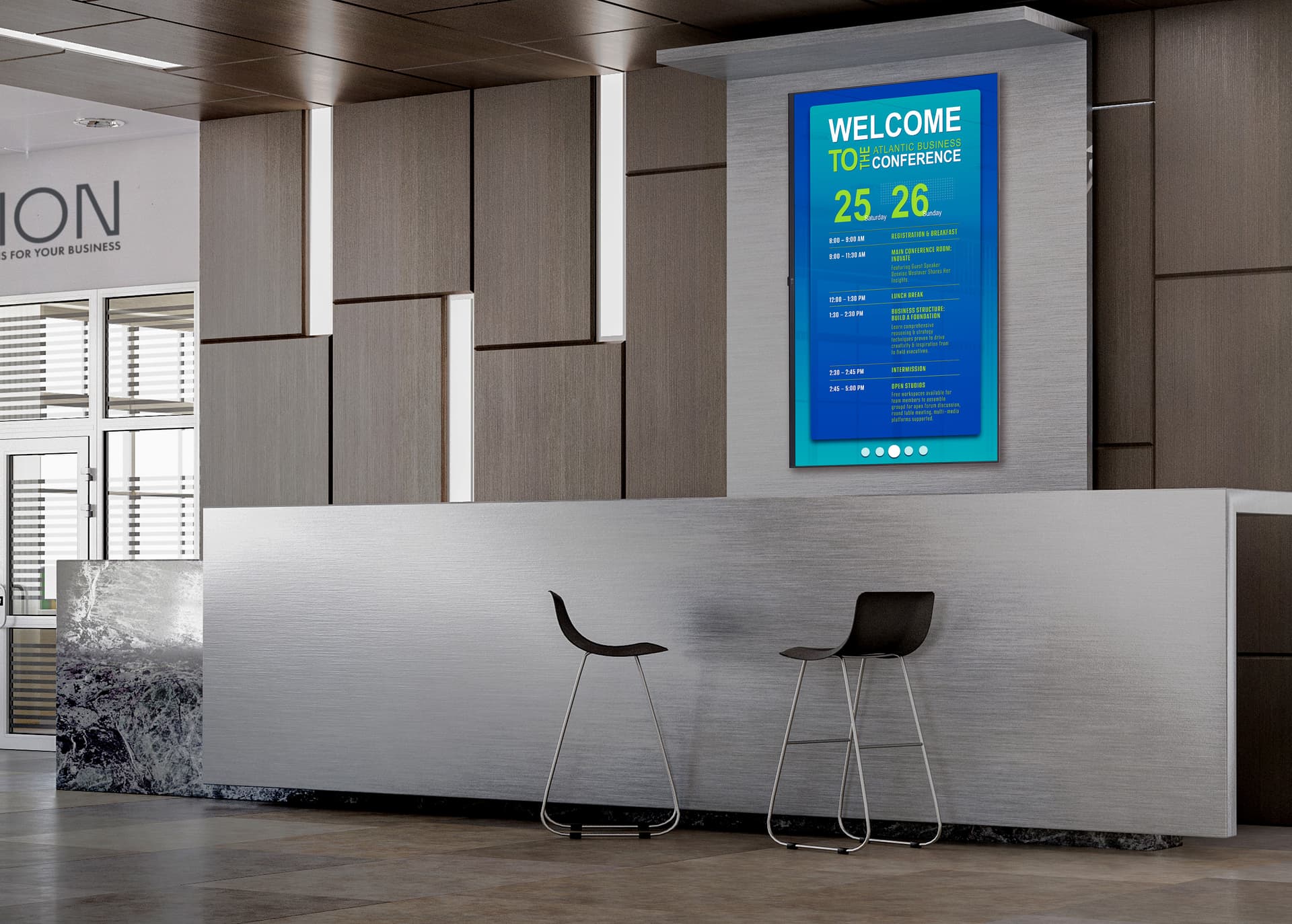 4K digital signage display TV with a vesa pattern of 300 by 300