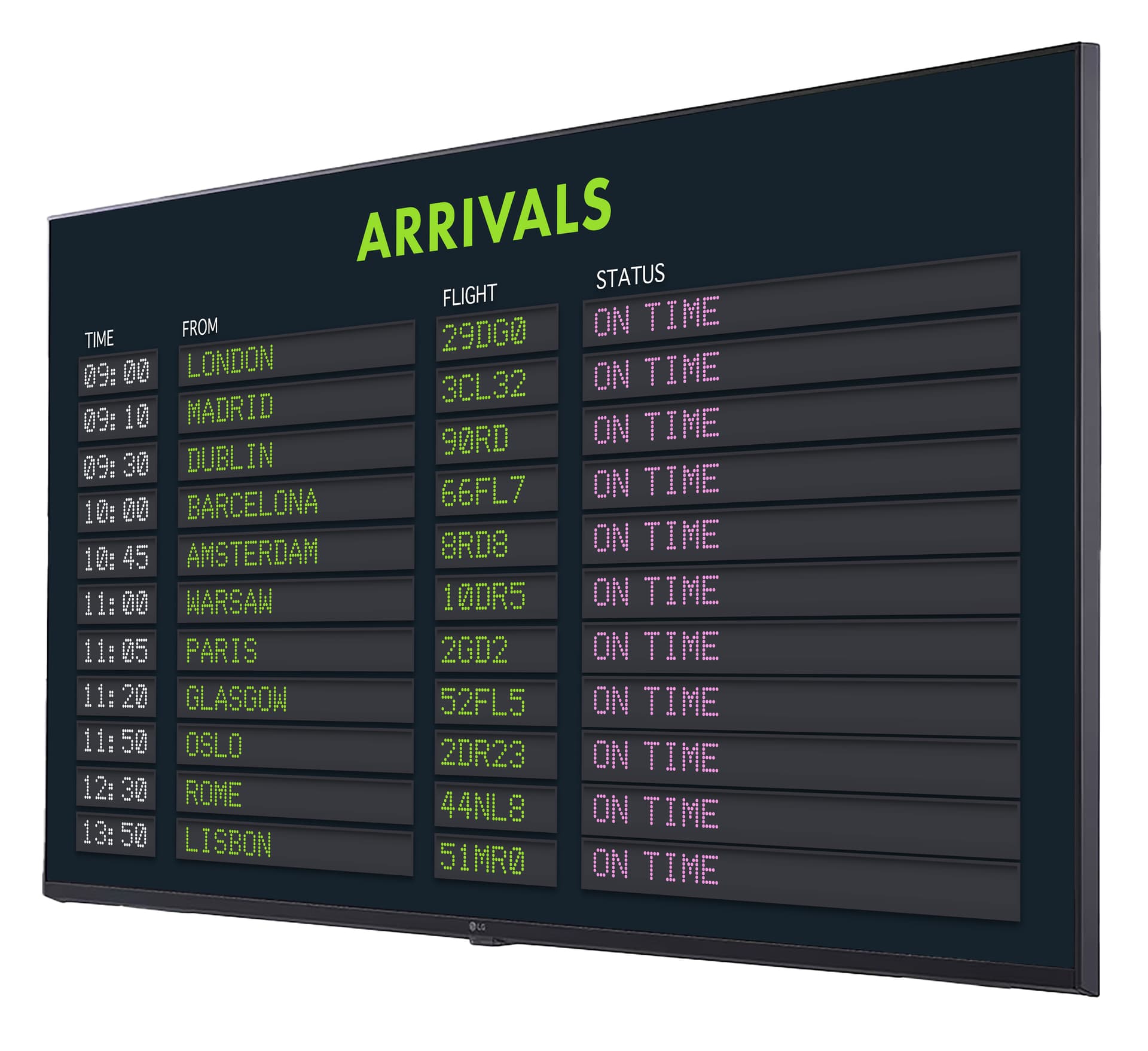 4K digital signage display TV with a 60 hertz refresh rate