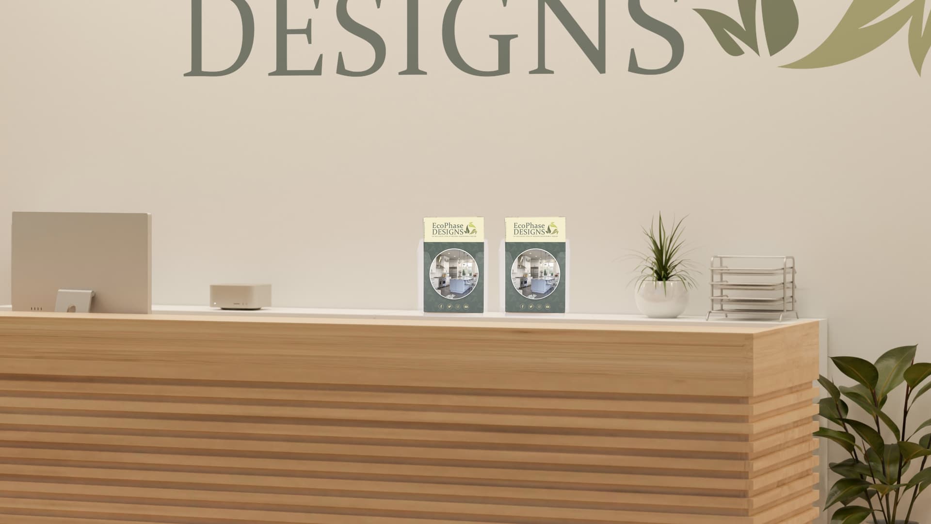 Table brochure holder for reception areas