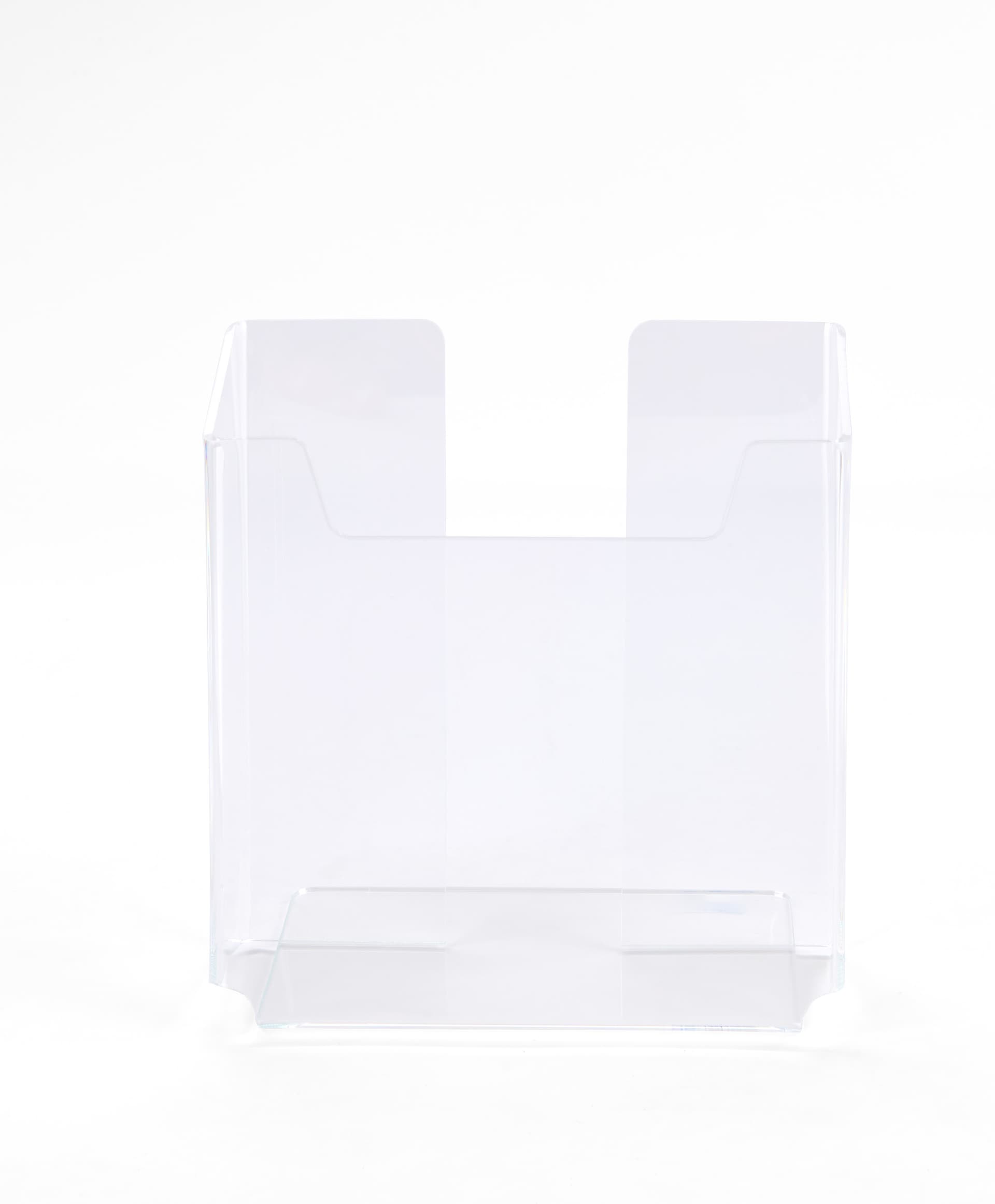 Table brochure holder with flat base for stability