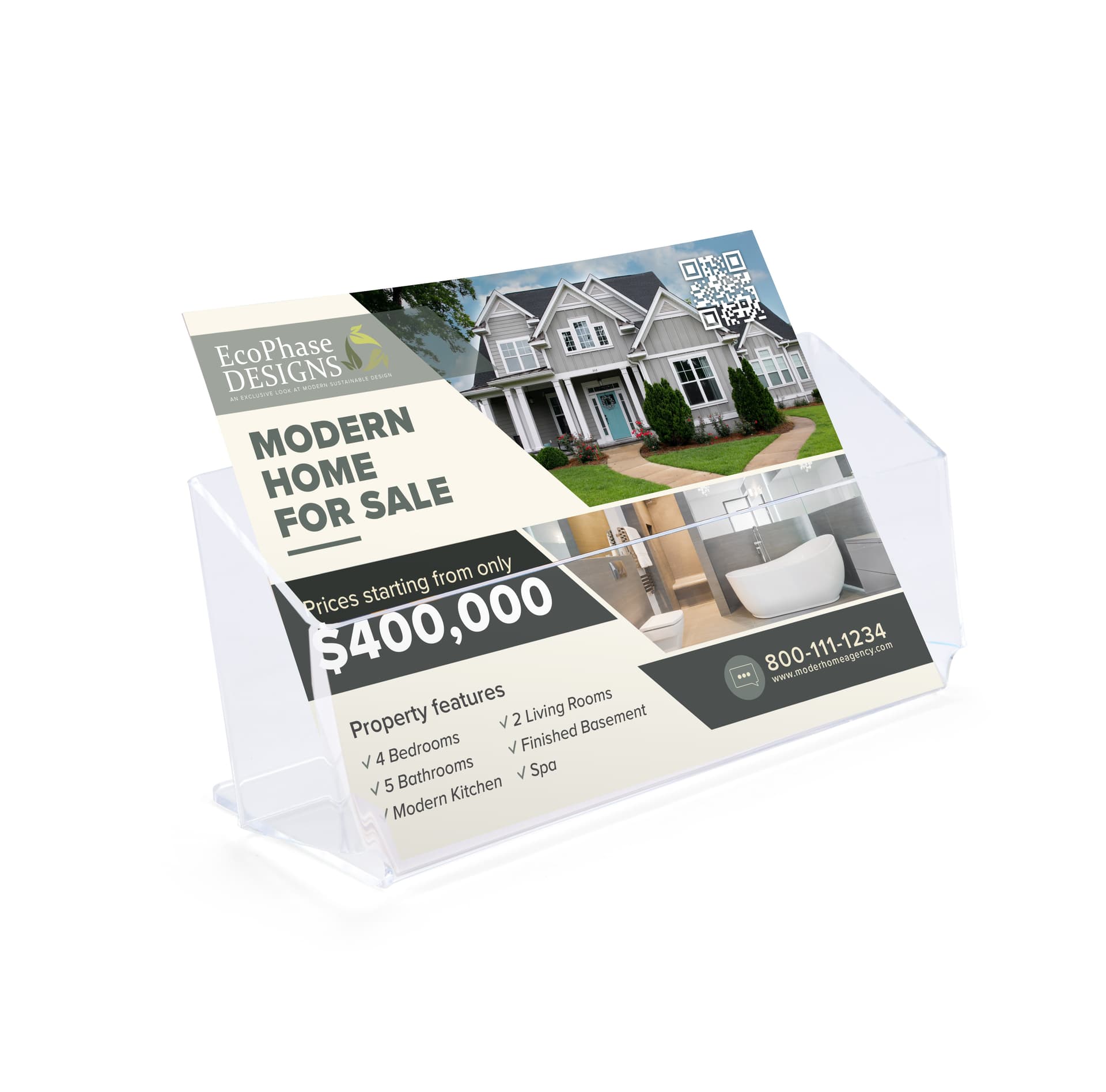 Half-height literature holder for countertop