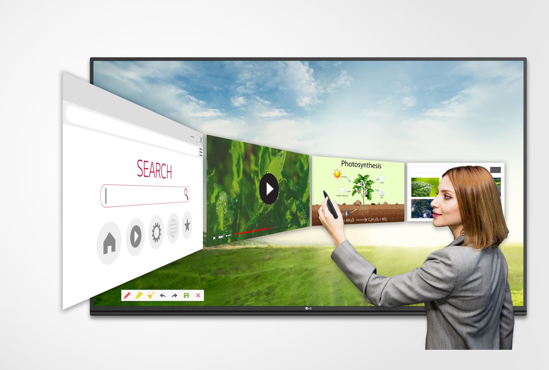 Smart interactive whiteboard showcasing a wide variety of functionality 