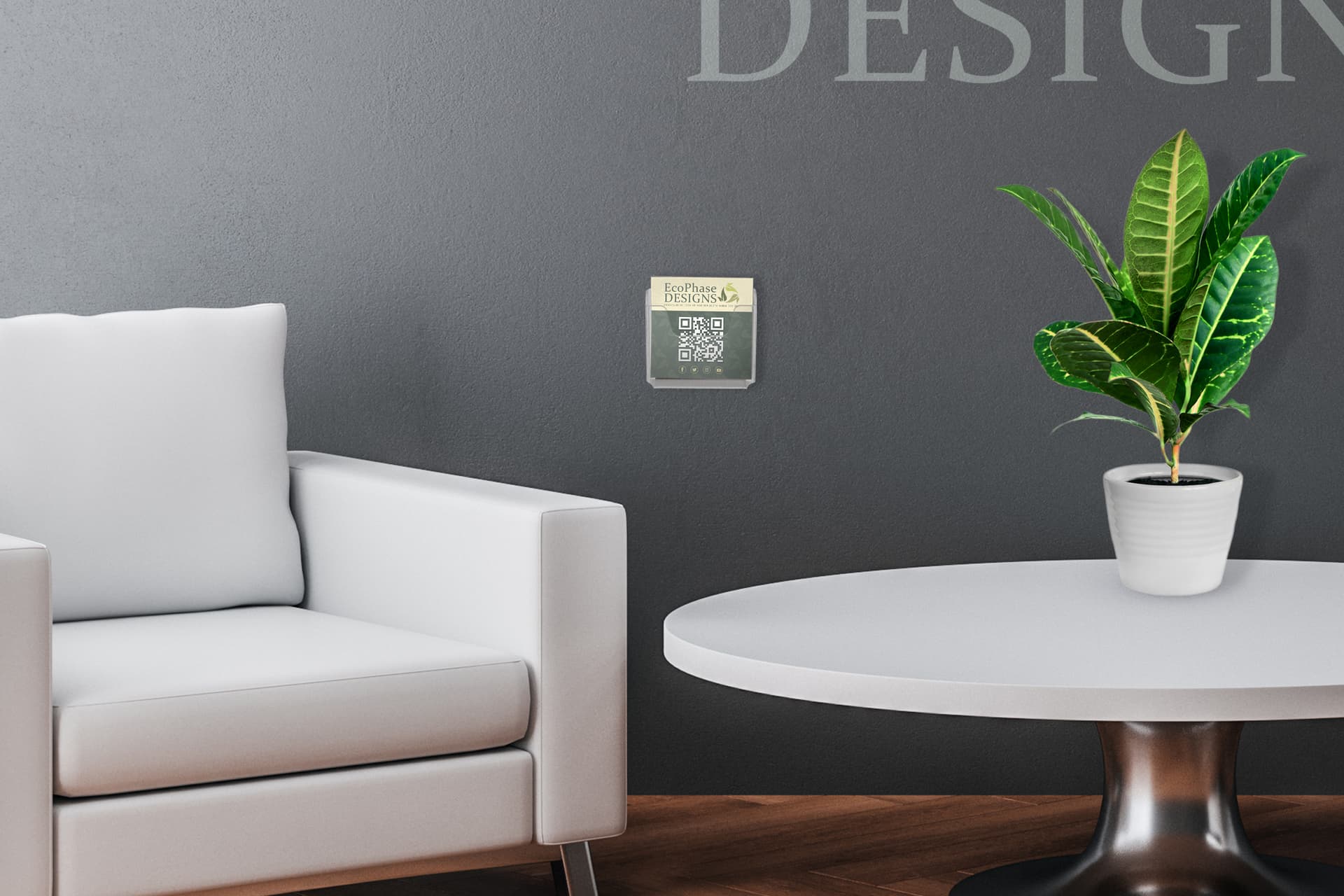 Acrylic wall mount brochure holder with minimalist design