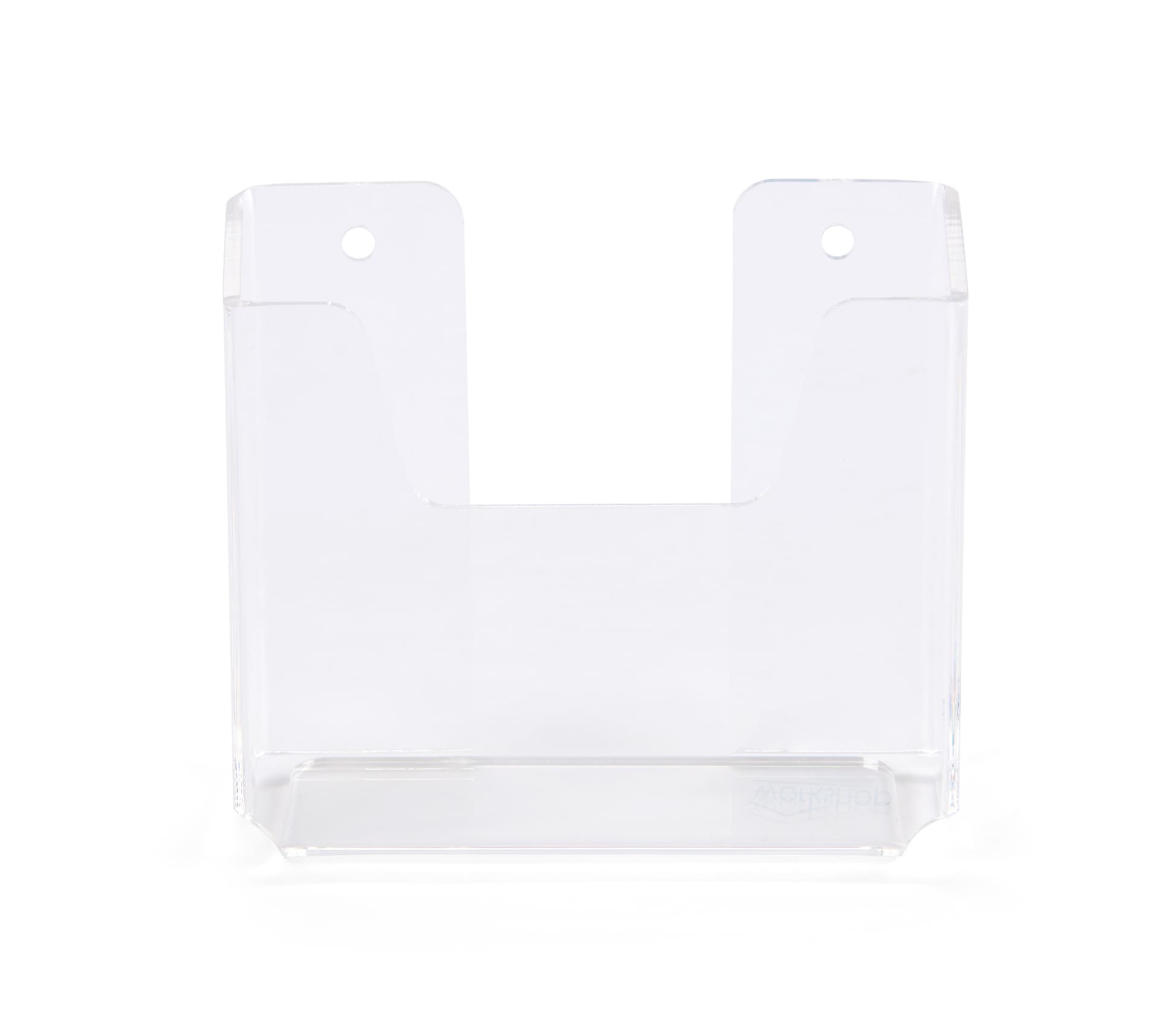 Acrylic wall mount brochure holder with pre-drilled holes for wall mounting