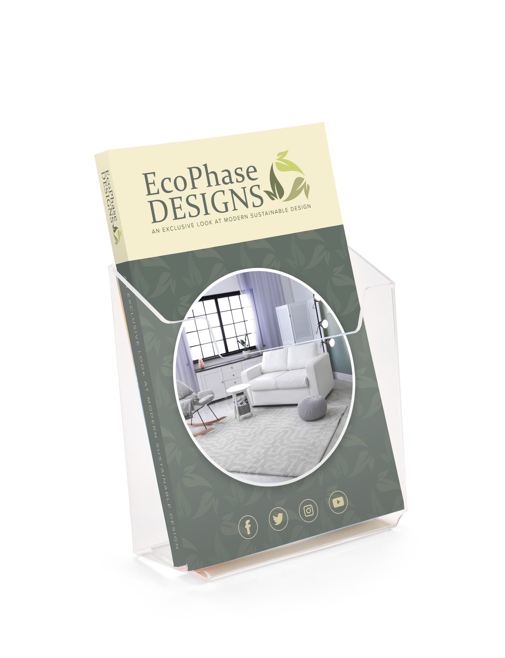 Table brochure holder with sleek transparent design