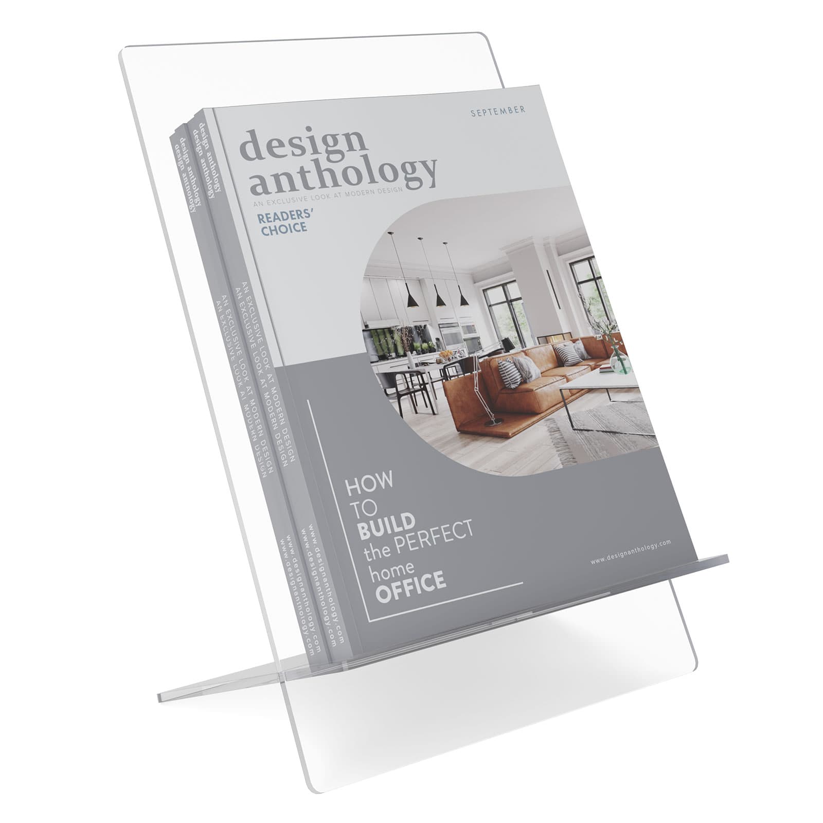 Flat back literature holder holds lightweight brochures and magazines