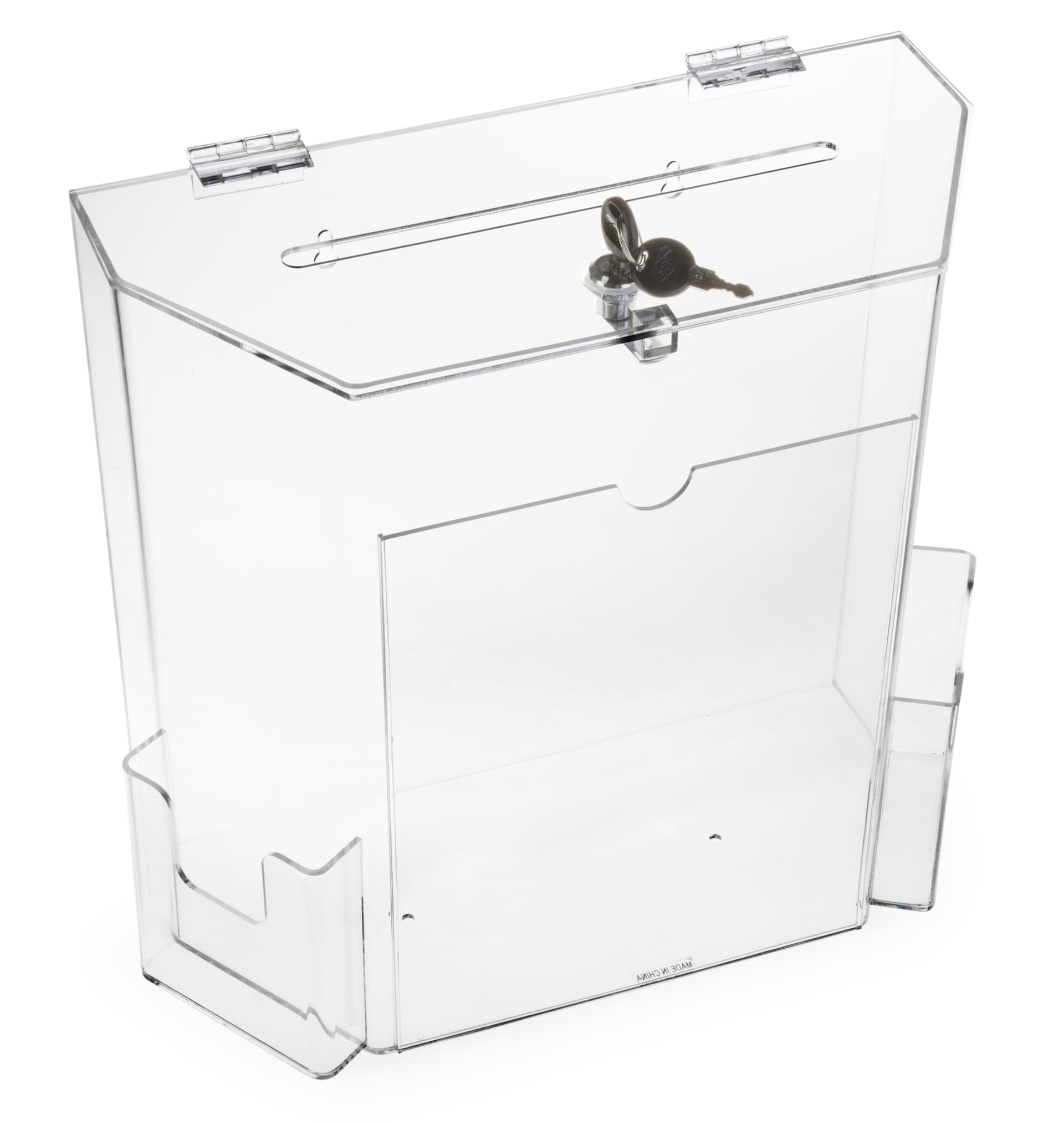 Recycled Acrylic suggestion box with brochure pockets