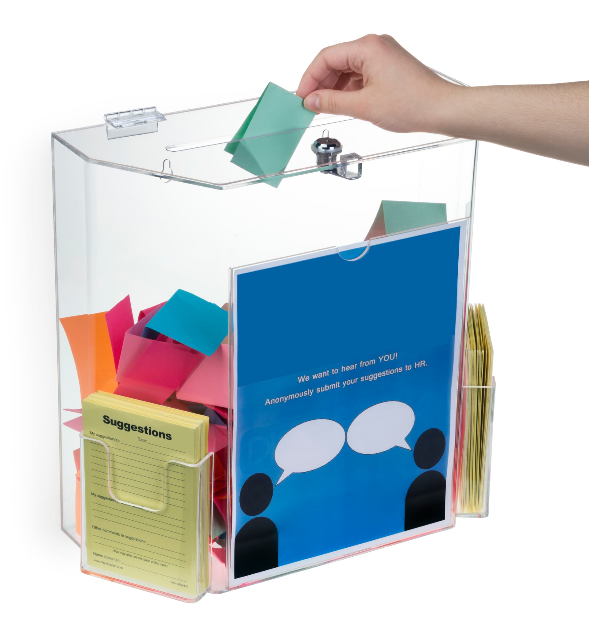 Recycled Acrylic suggestion box with key & lock