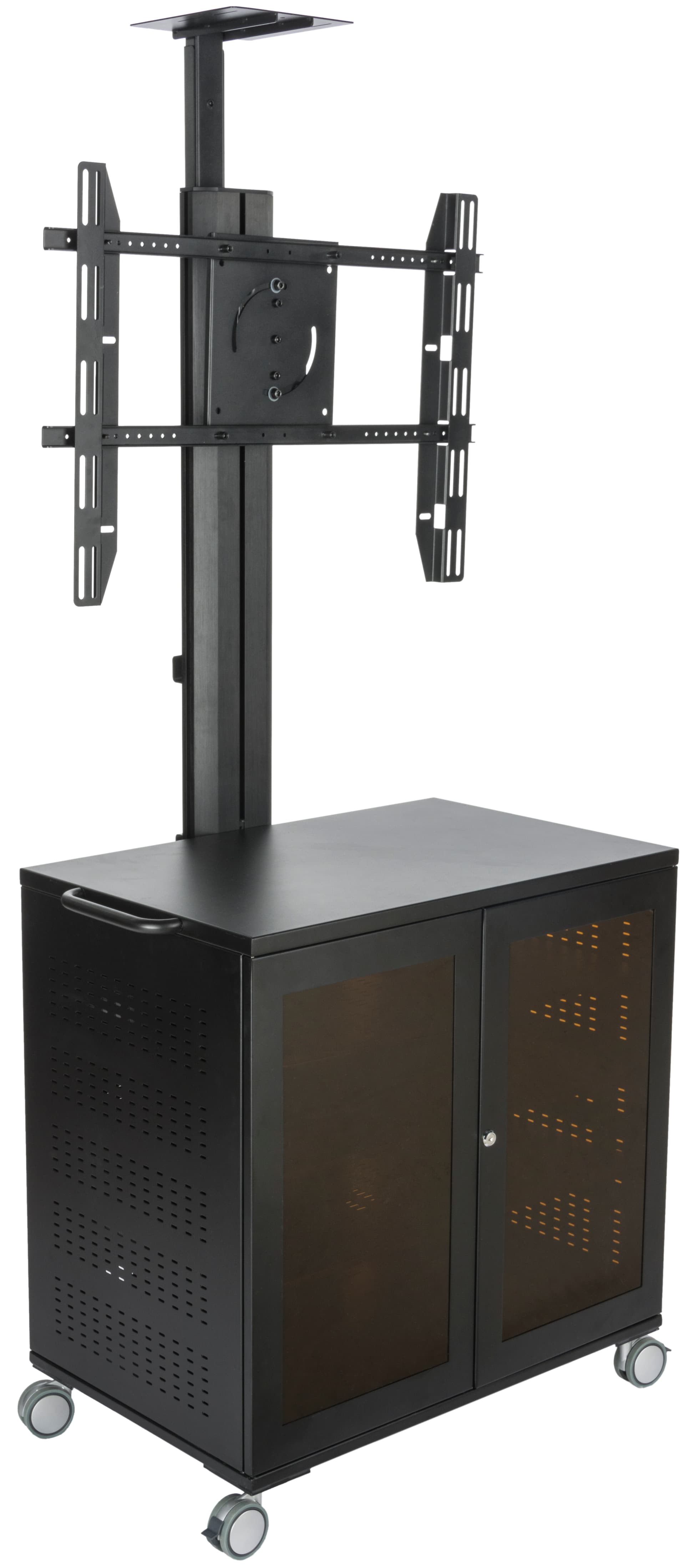 Floor Standing TV Cart With Power Management, Black Finish